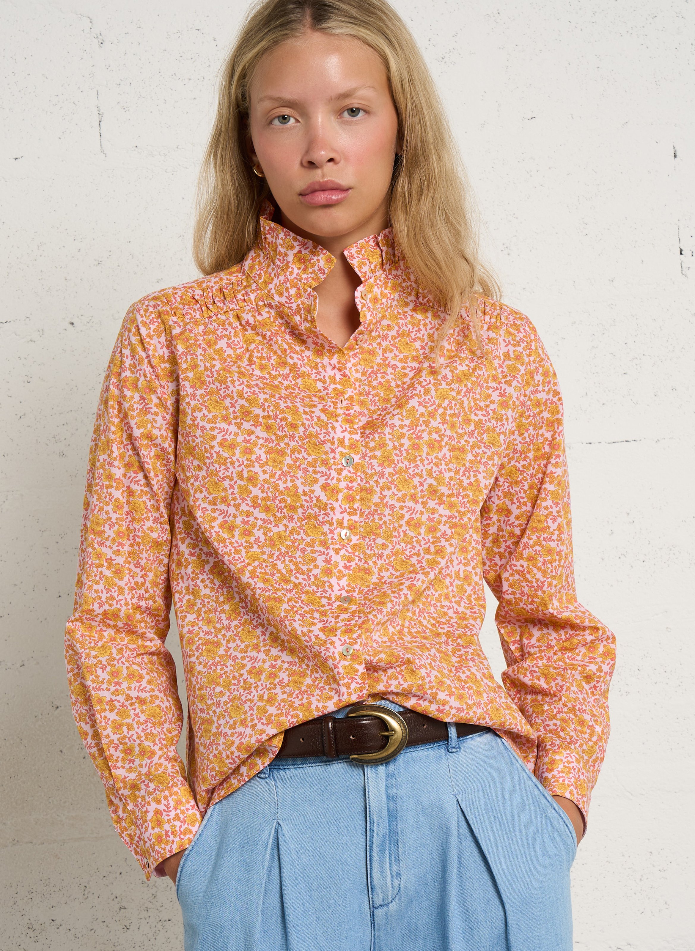 High-neck cotton blouse MAISON 123 Golden
