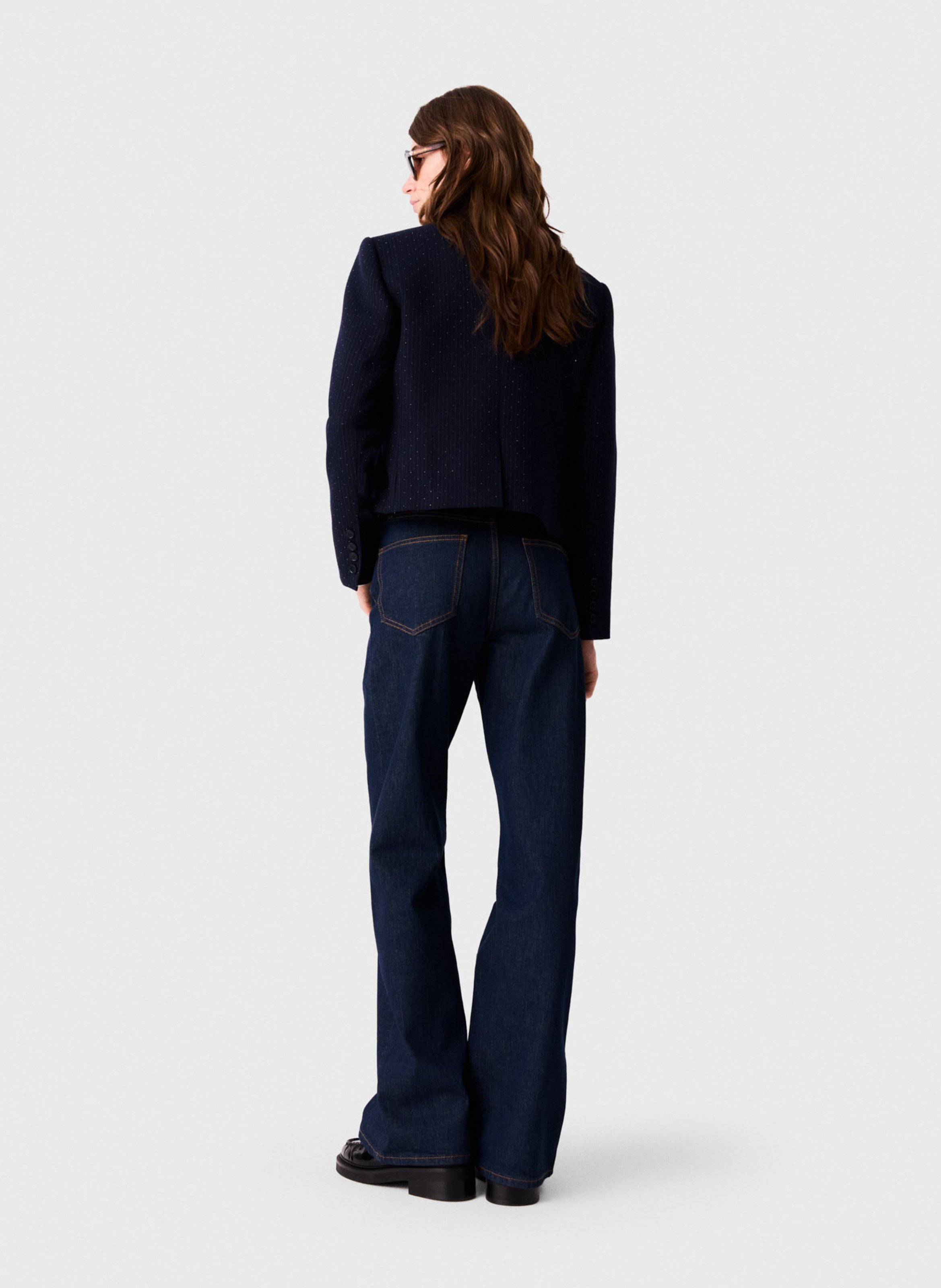 Getailleerde gestreepte jas MAJE Blauw