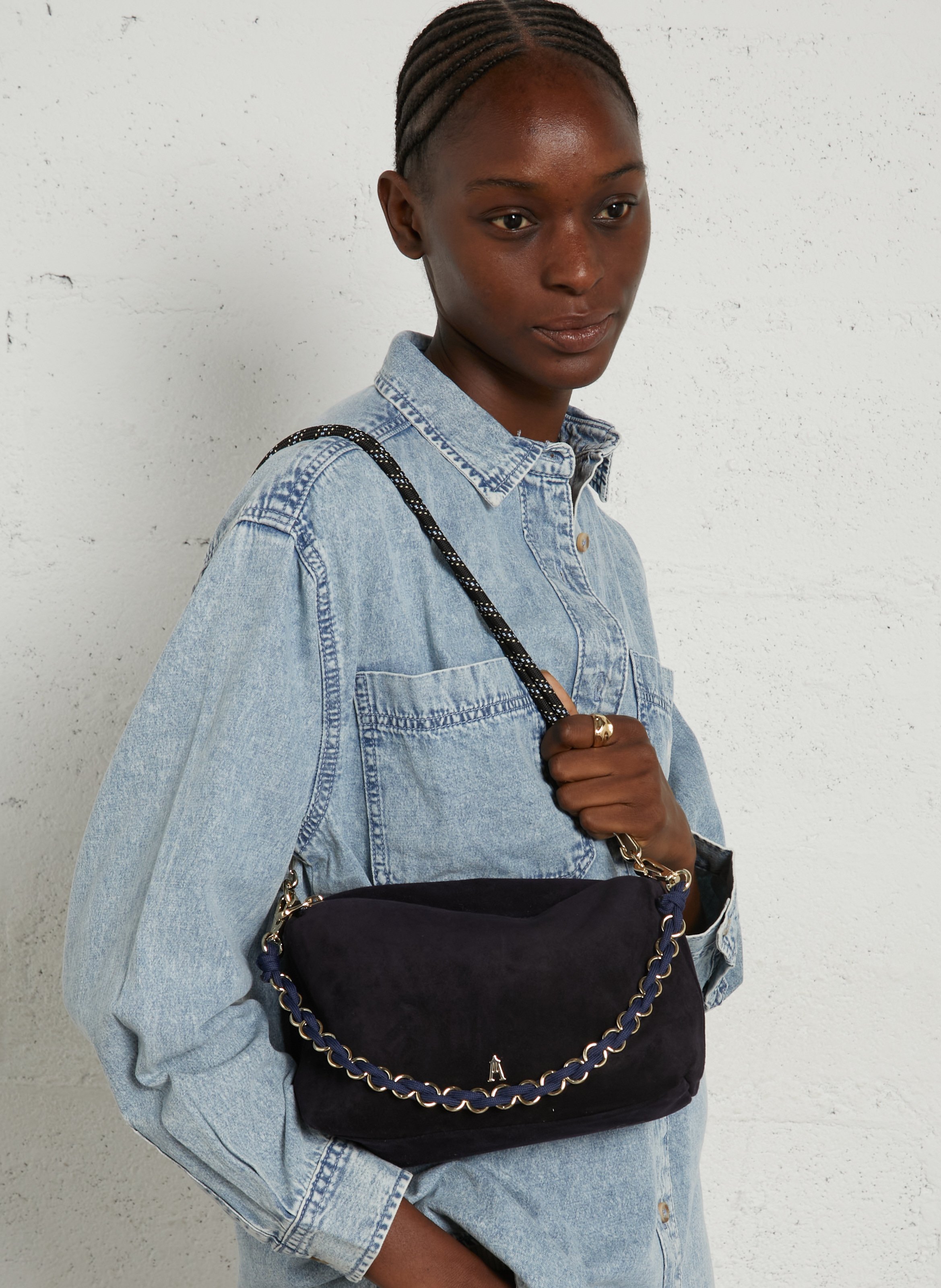Sac bandoulière en cuir de chèvre CRAIE STUDIO Bleu