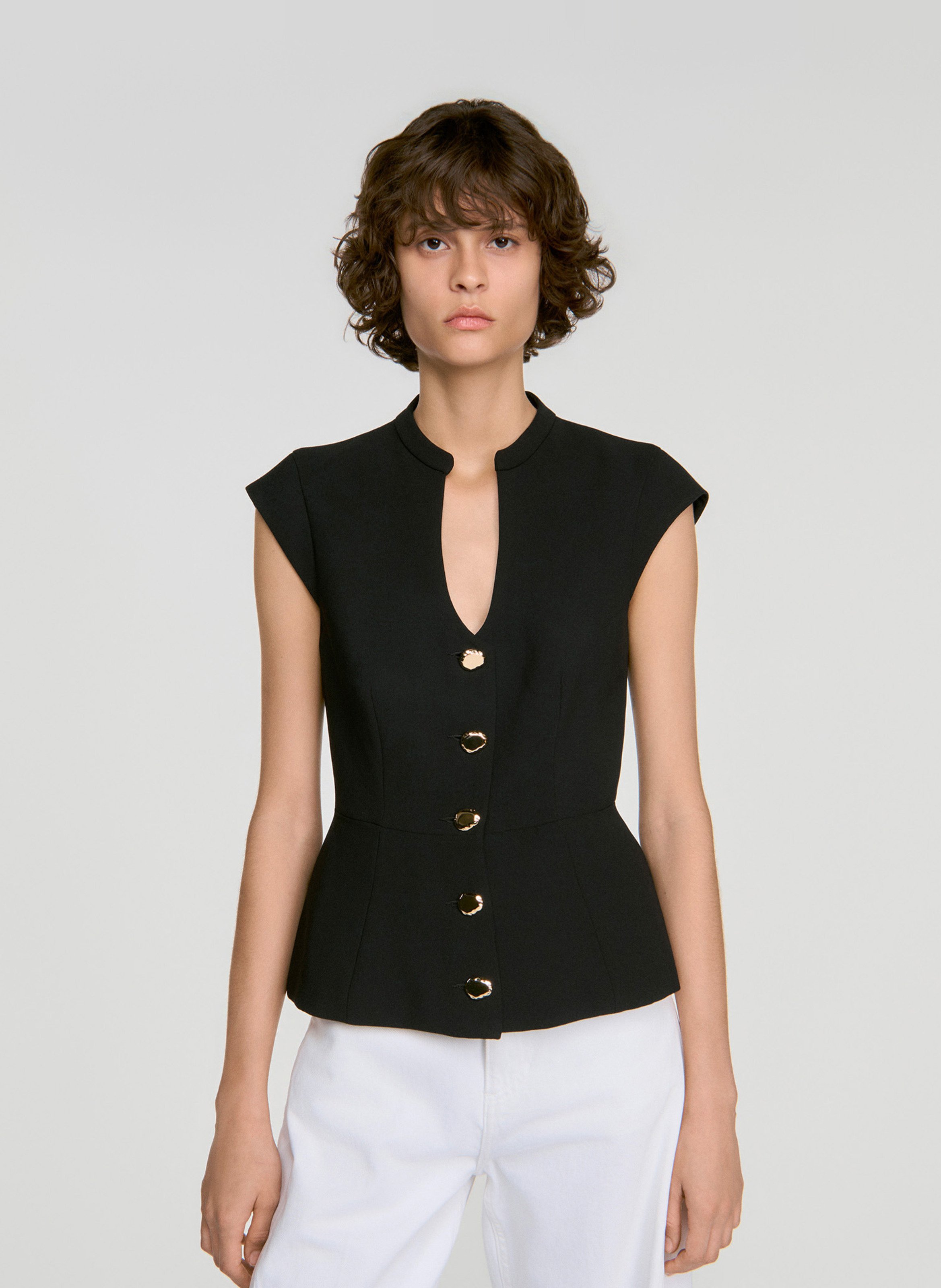 Top cintré boutonné SANDRO Noir
