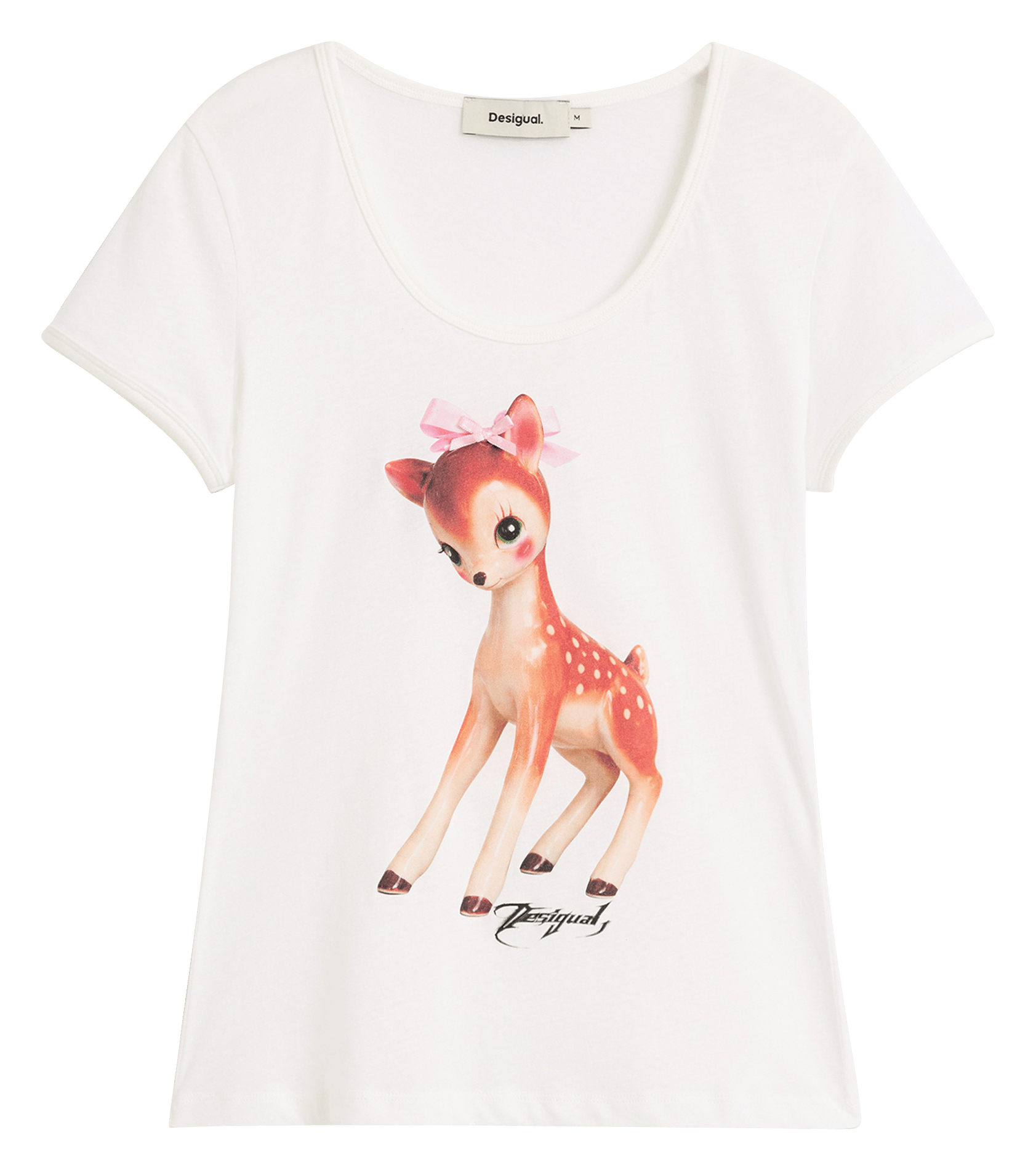 Katoenen T-shirt met ronde hals DESIGUAL Wit