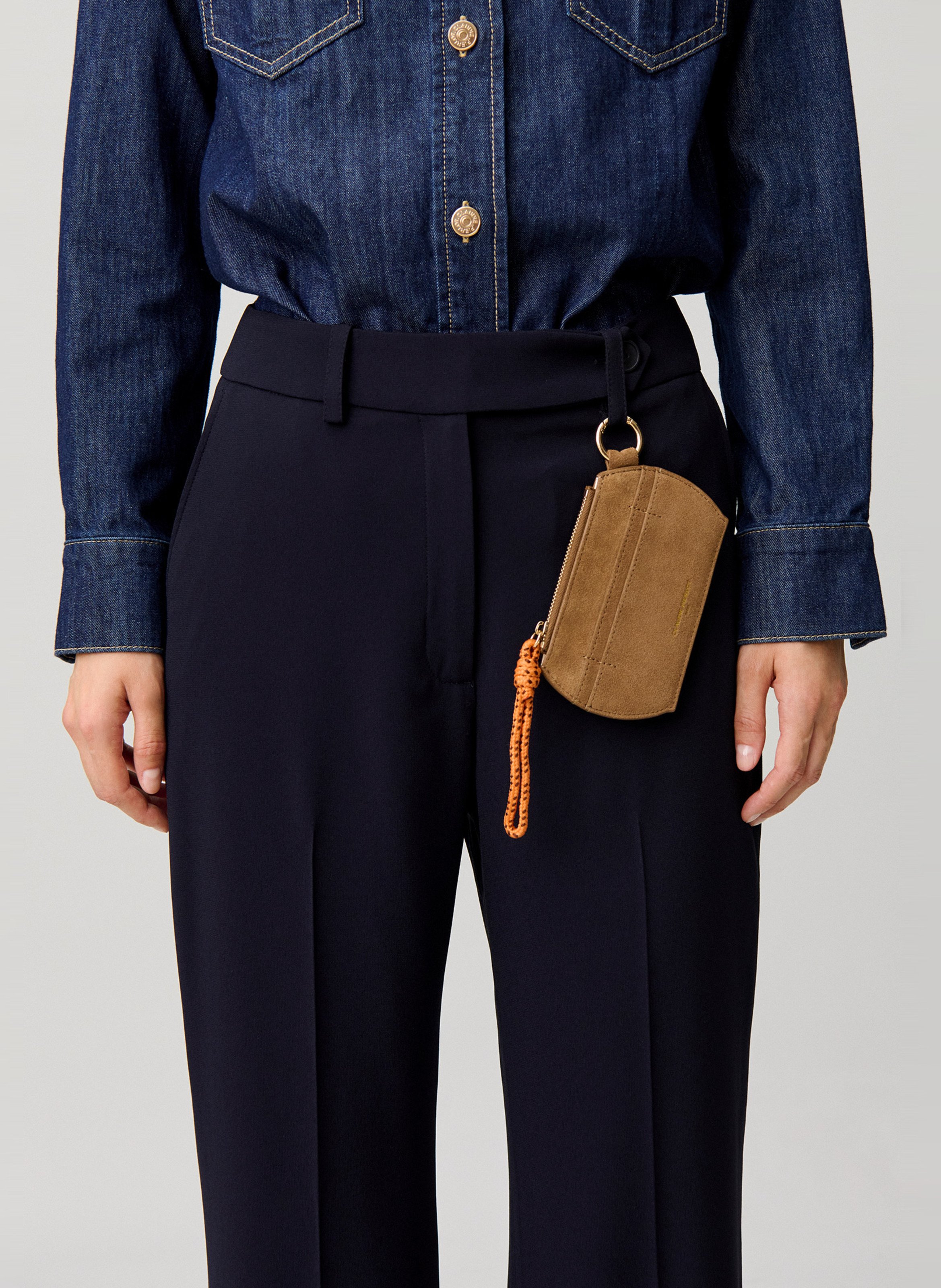 Porte-monnaie en cuir velours CLAUDIE PIERLOT Beige