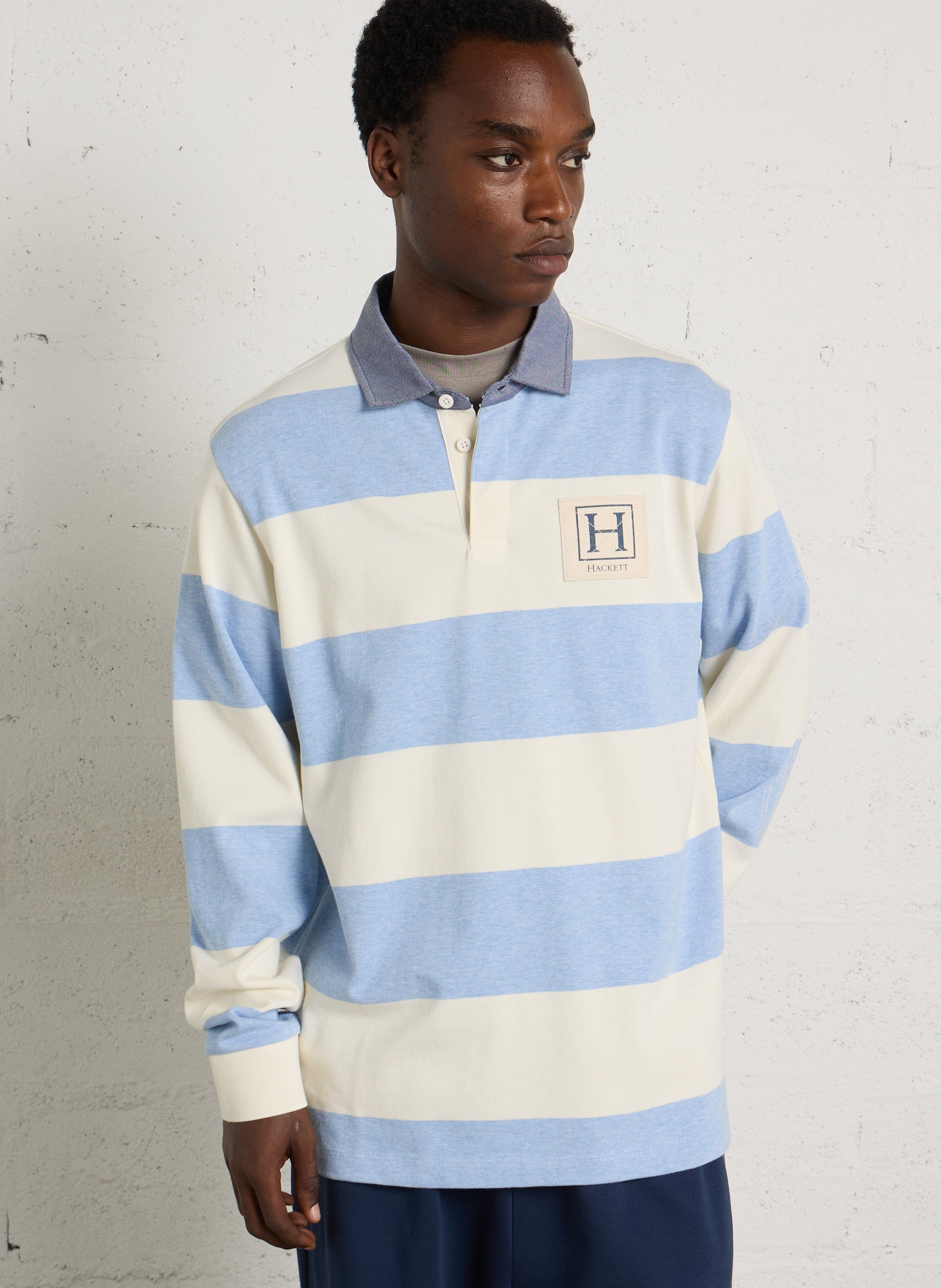 Striped polo shirt HACKETT Blue