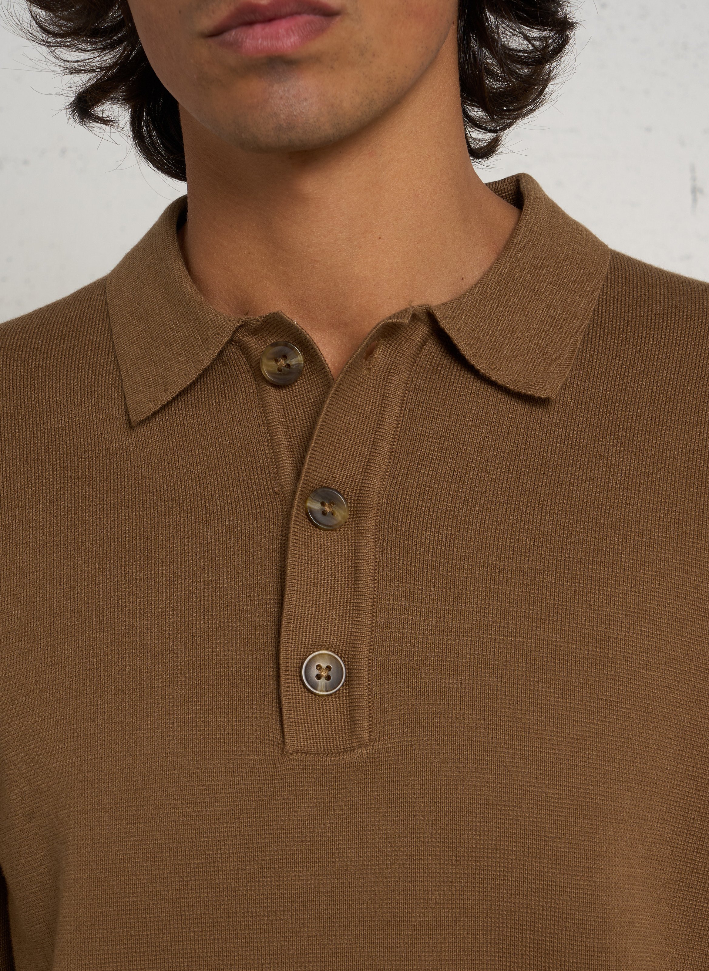 Polo collar knitted sweater CASUAL FRIDAY Brown