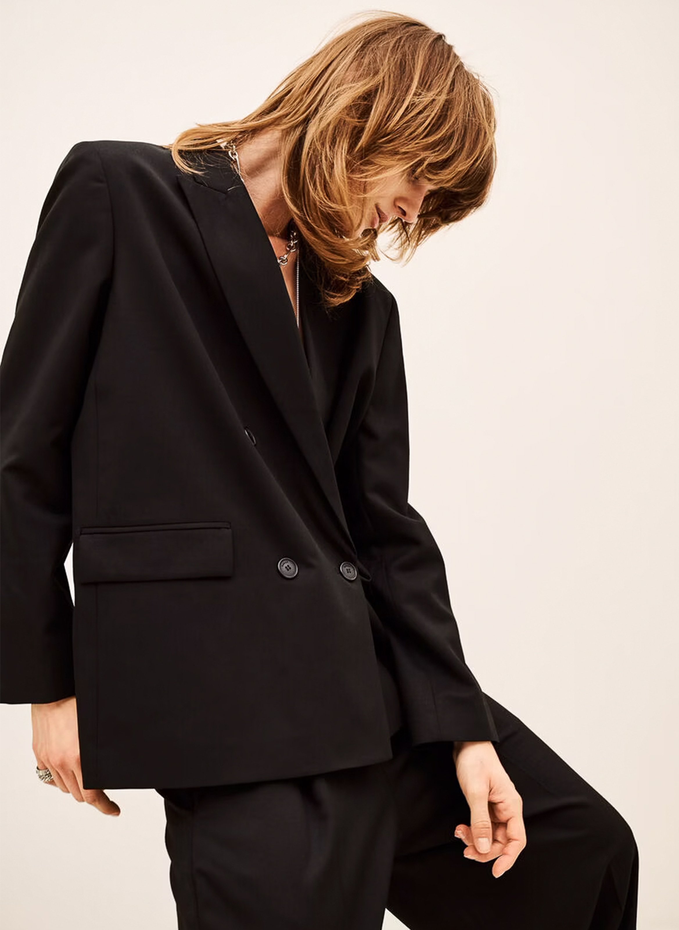 Rechte blazer met kraag in effen kleur BA&SH Zwart