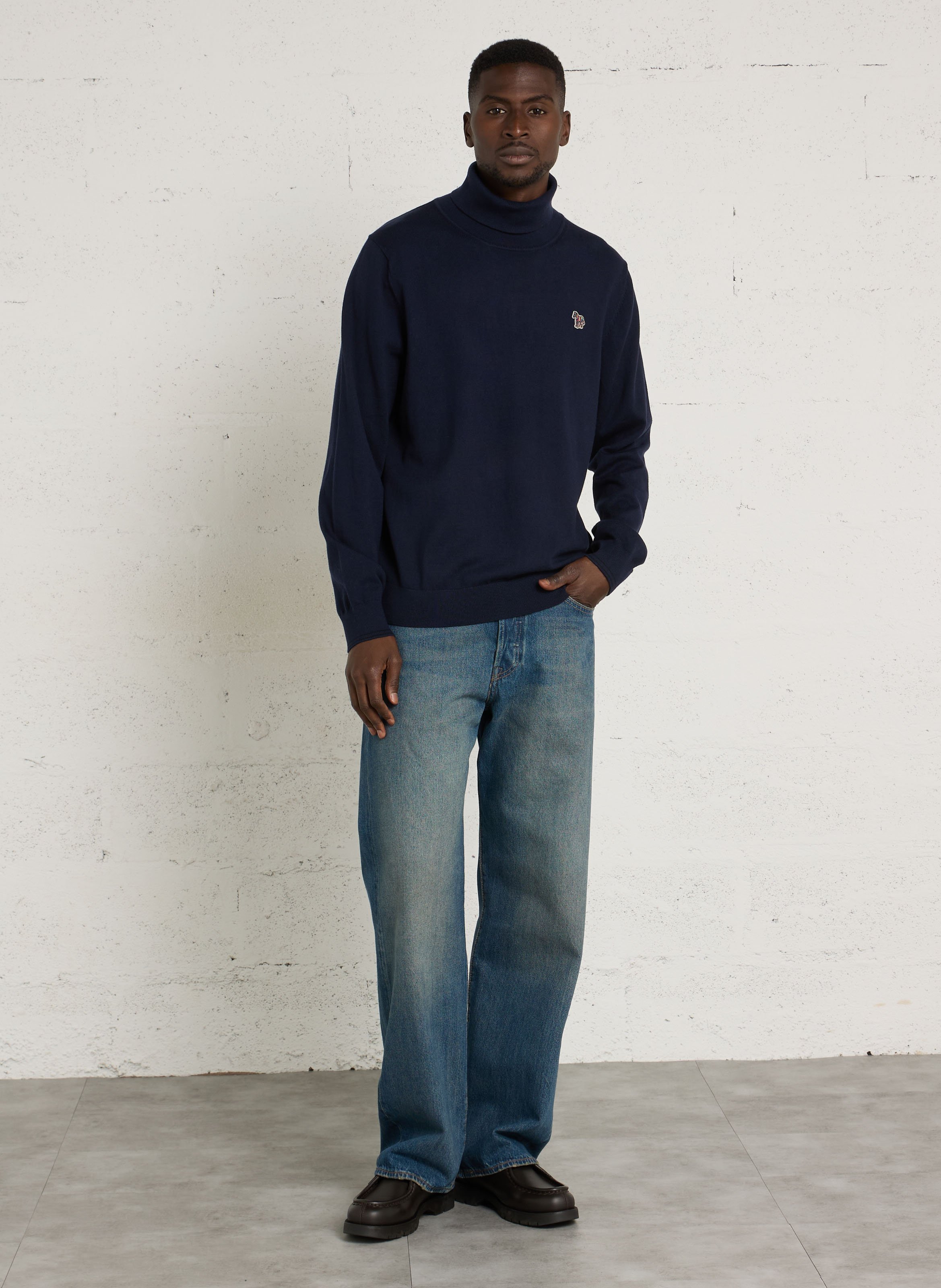 Pull fin col roulé uni PAUL SMITH Bleu