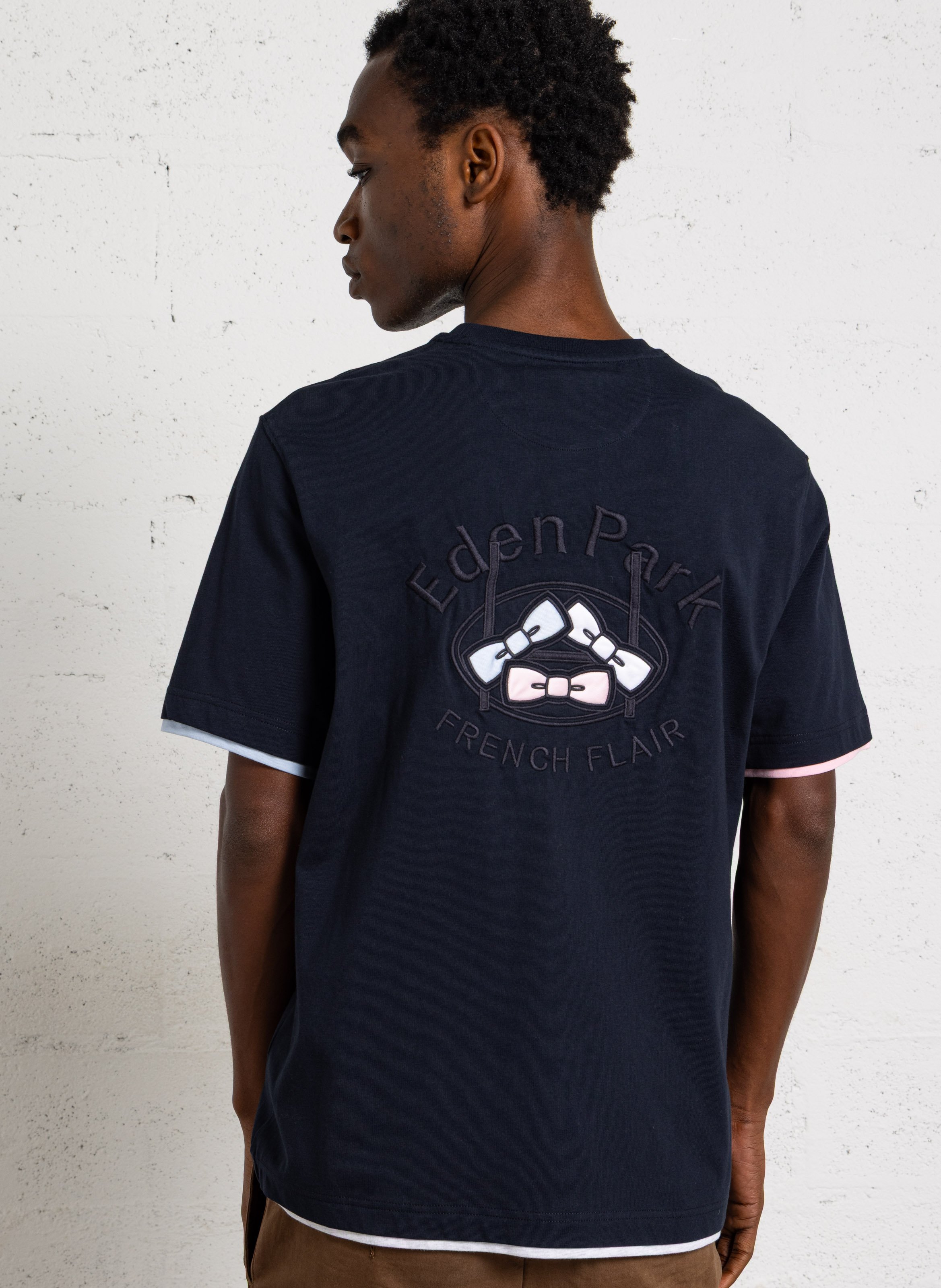 Tee-shirt col rond brodé  EDEN PARK Bleu