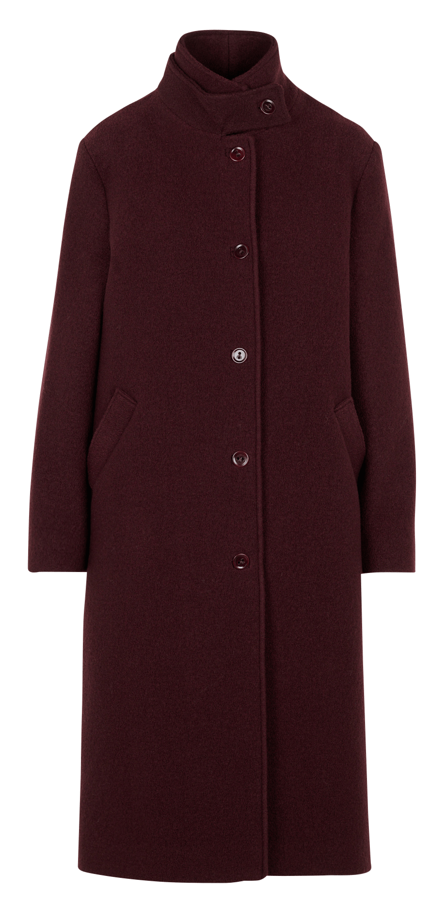Manteau droit boutonné en laine COTELAC Marron