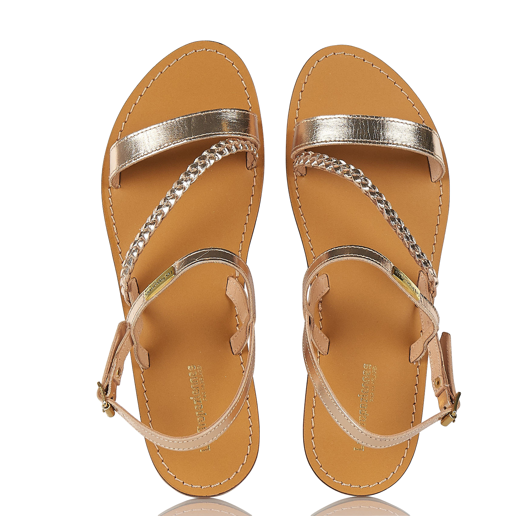 Flat gold leather sandals LES TROPEZIENNES PAR M.BELARBI Golden