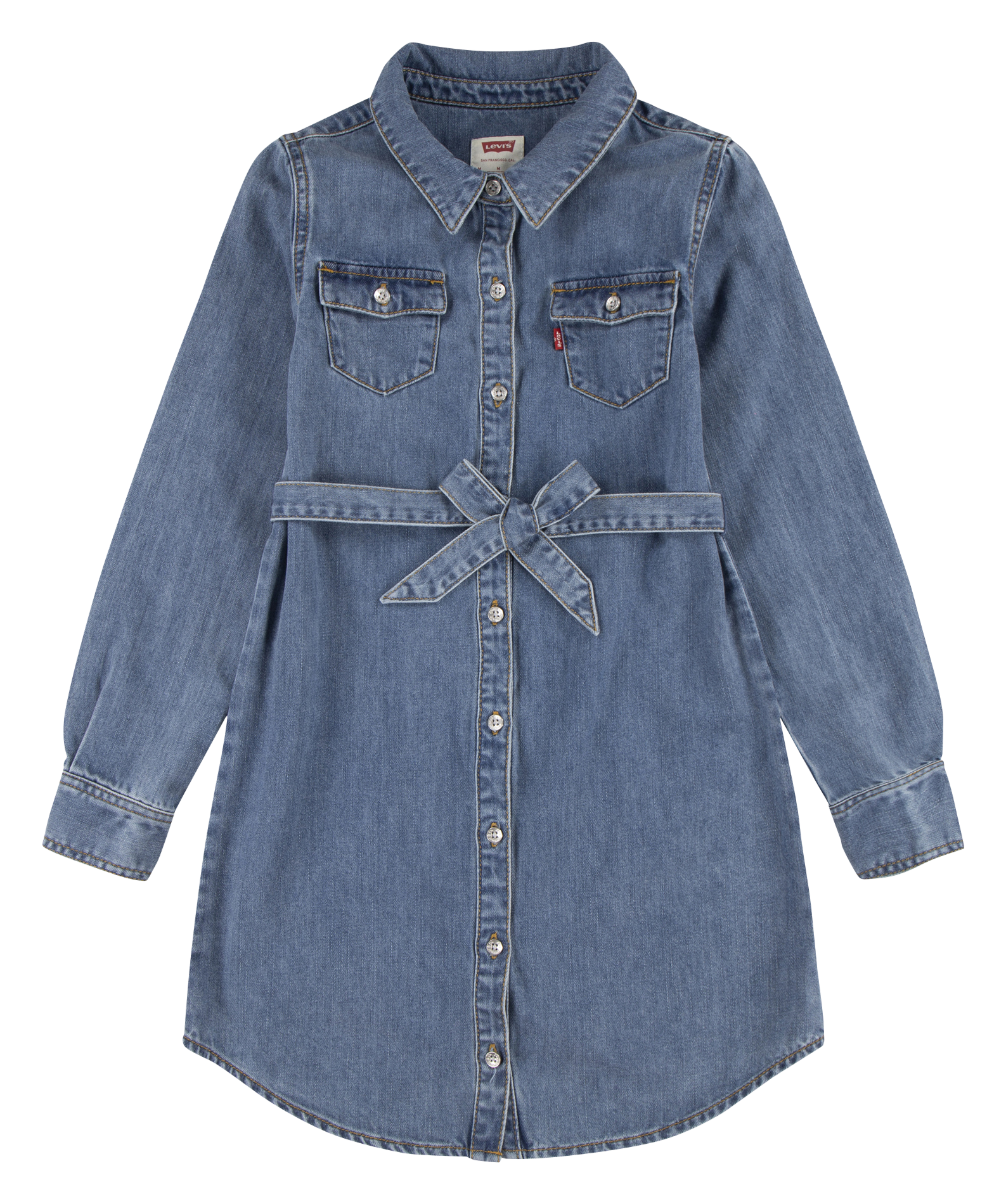 2022 New Fashion Brand Baby Kids Girl Denim Mini Dress Jean Long Sleeve  with bow Casual Party Shirt Dress