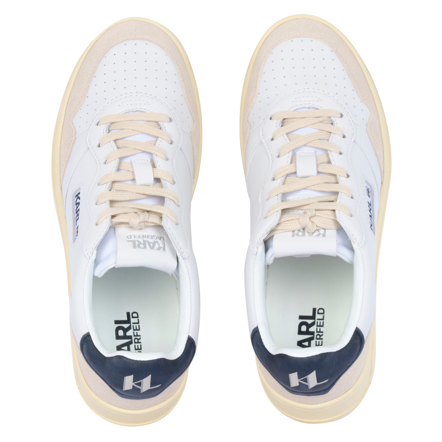 Bi-material leather trainers KARL LAGERFELD White