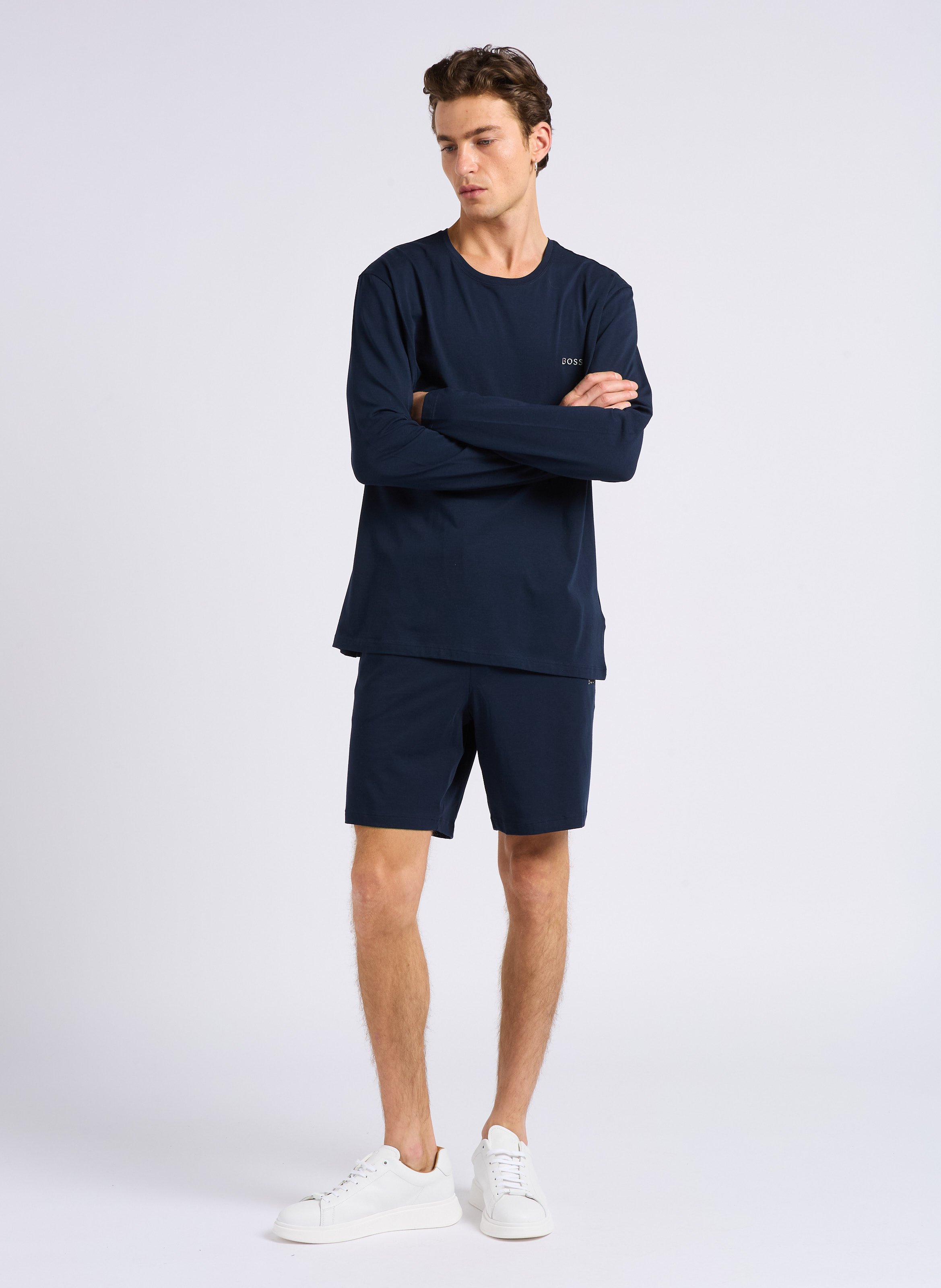 Cotton Long sleeve t-shirt with embroidered logo Blue