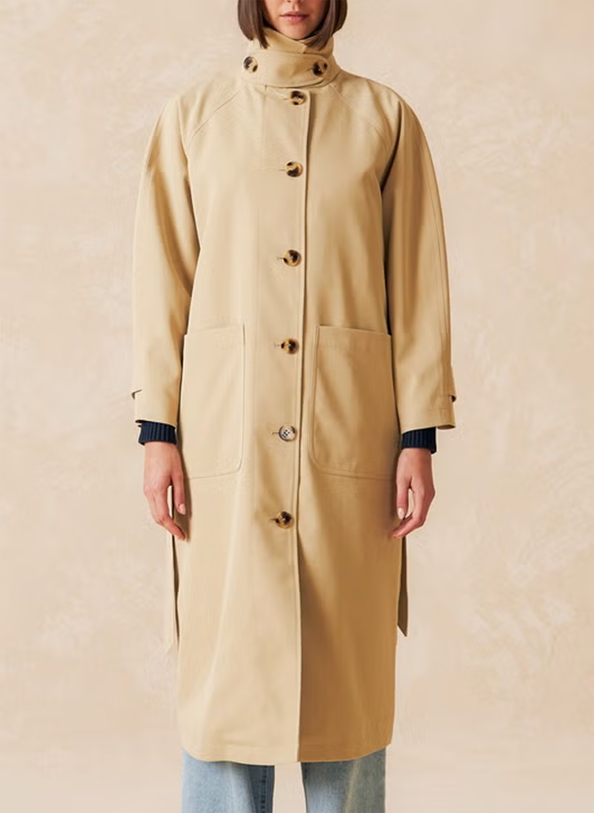 Long high-neck trench coat INDI & COLD Beige