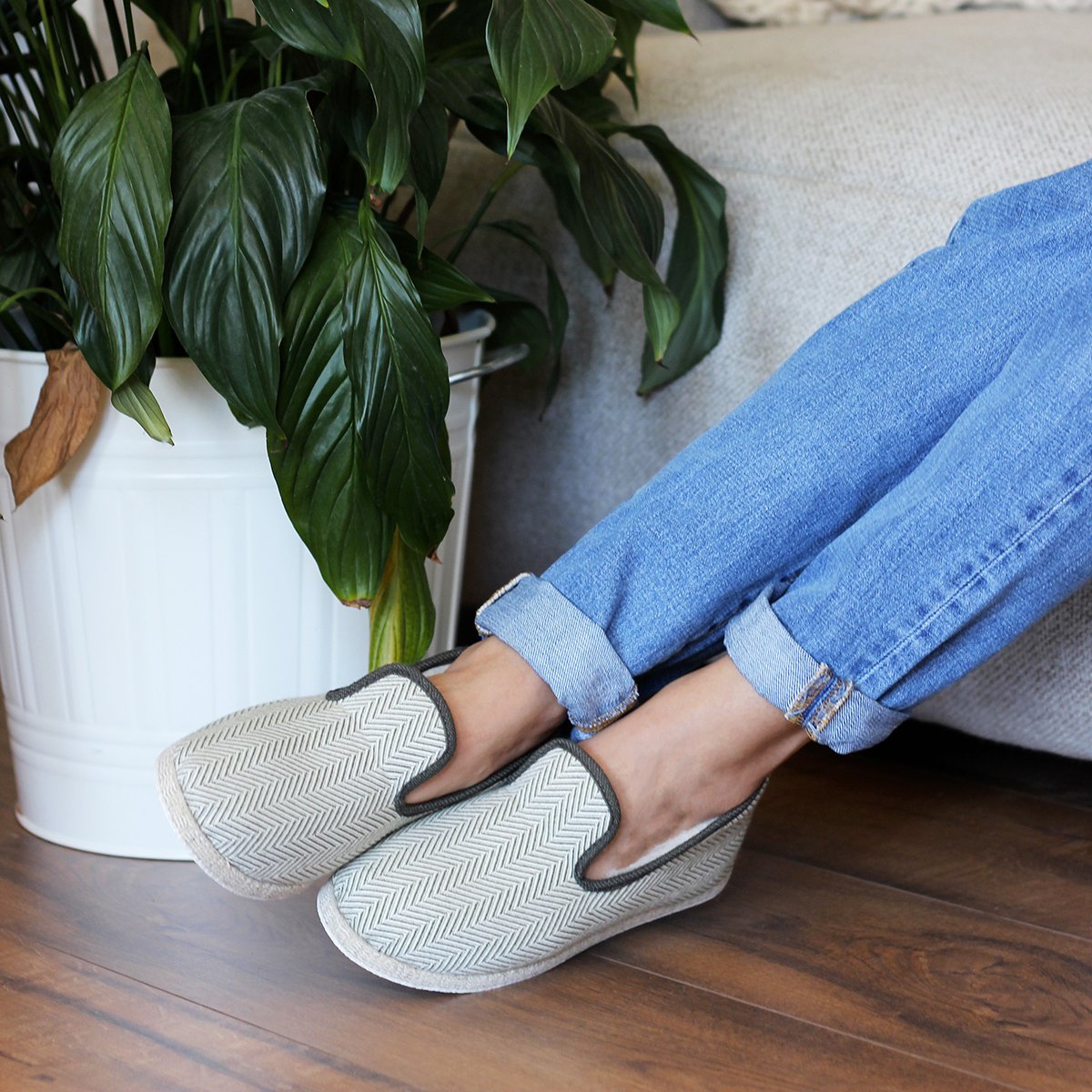 Fabric Charentaise slippers JULES & JENN Green