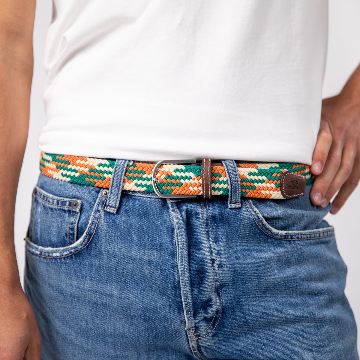 Multicolored braided elastic belt BILLYBELT Multicolored