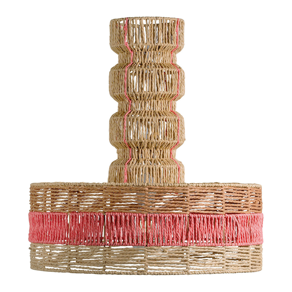 Non-electrified hoka pendant light in natural and coral paper rope - ø 50.5 x 55.5 cm BLANC D'IVOIRE Beige