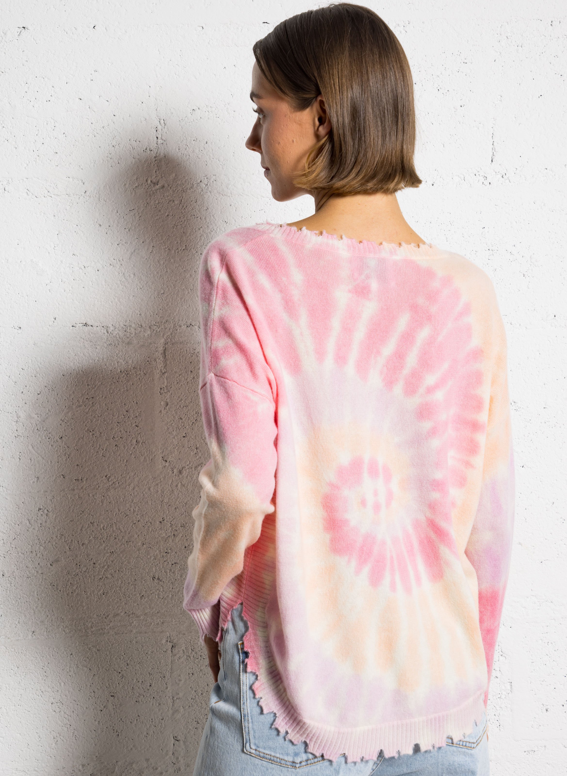 Pull tie-and-dye en cachemire KUJTEN Rose