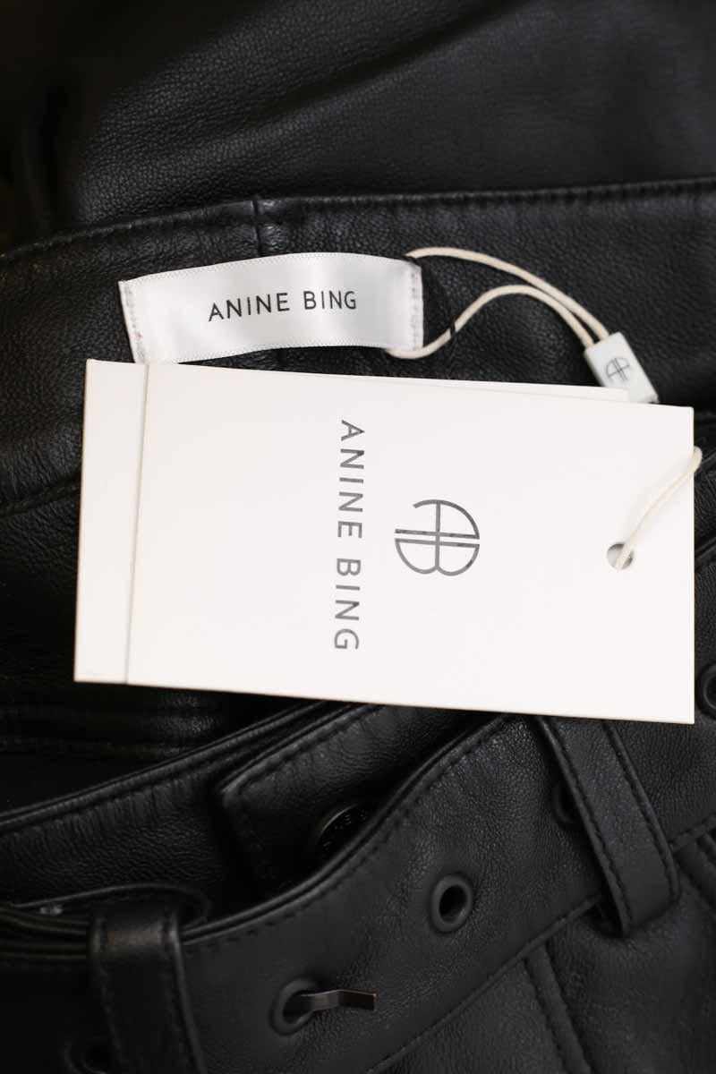 Straight leather pants Black