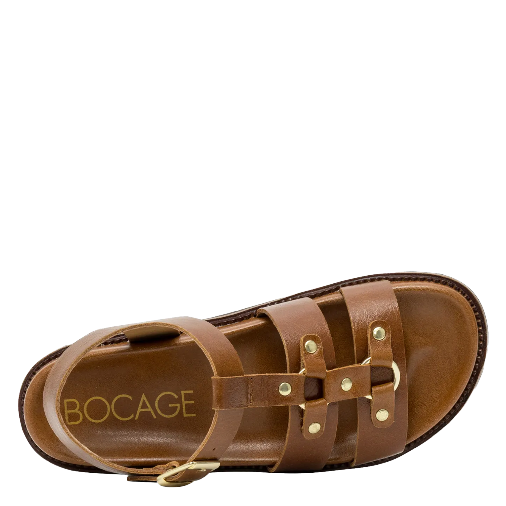 Avarca Berlin - Flache Ledersandalen mit Samt BOCAGE Braun