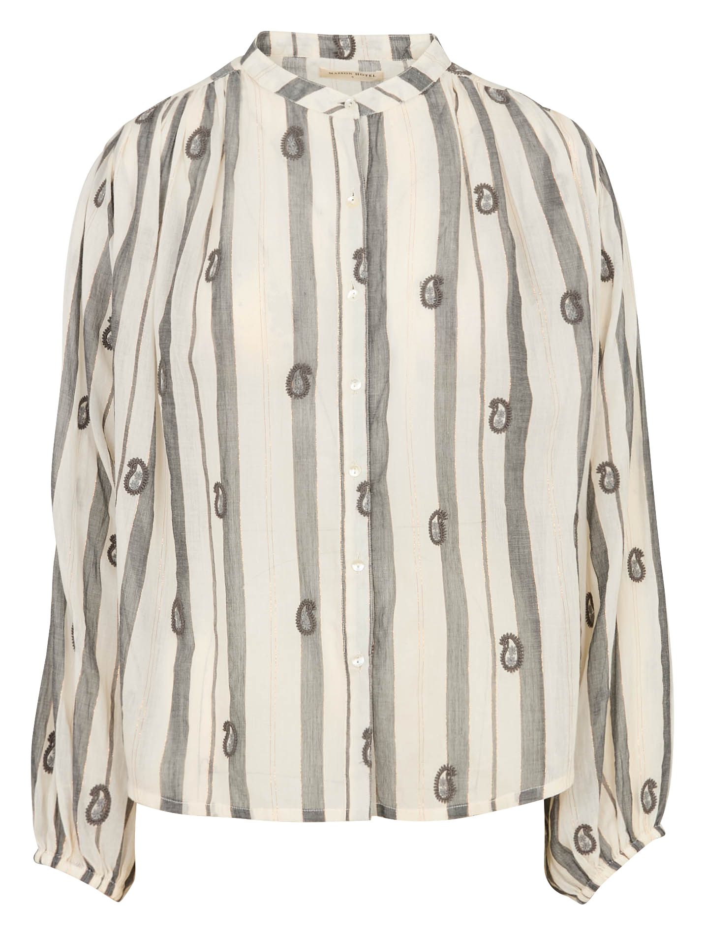 Embroidered cotton henley blouse MAISON HOTEL Beige