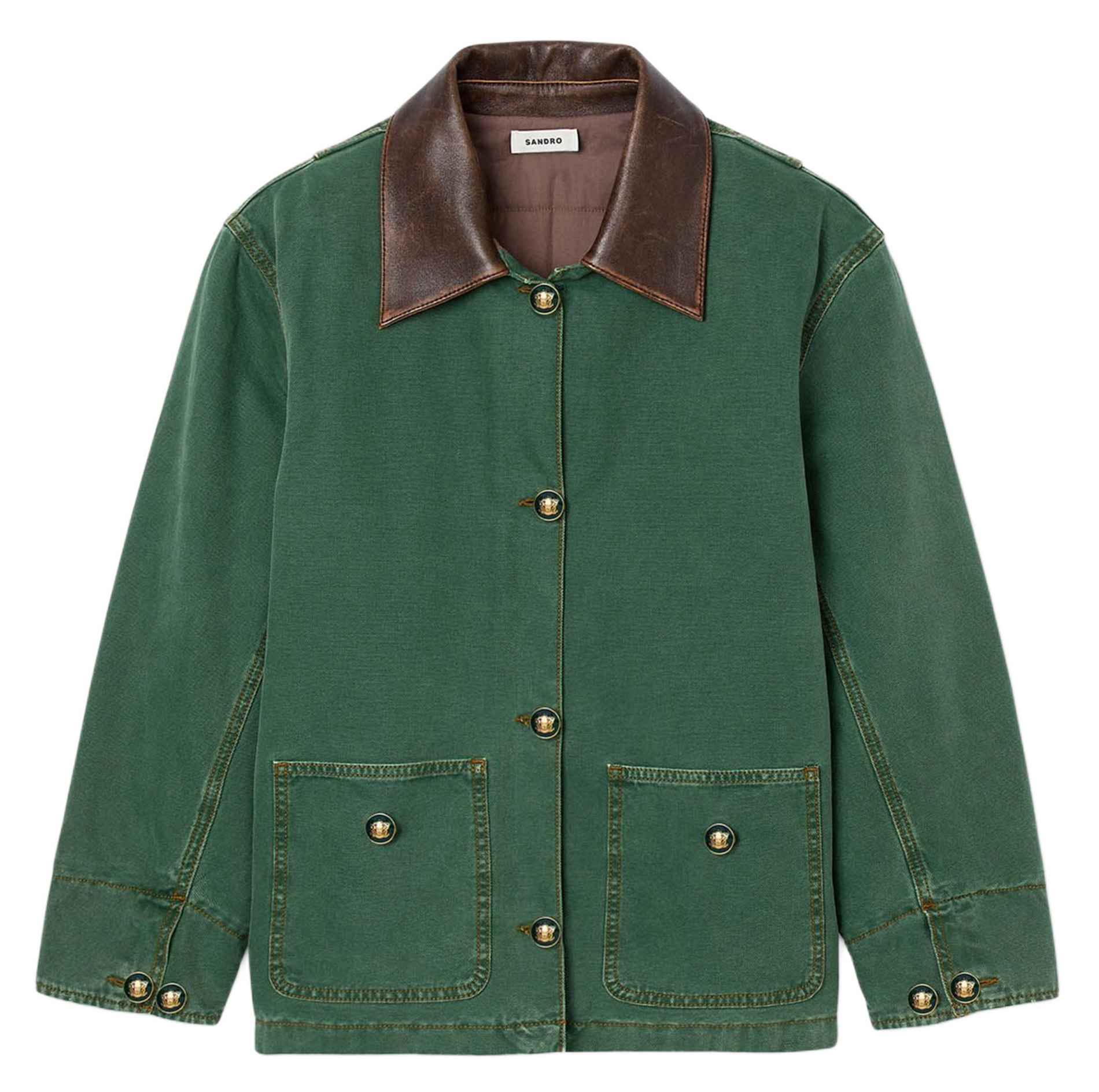 Veste droite en coton SANDRO Vert