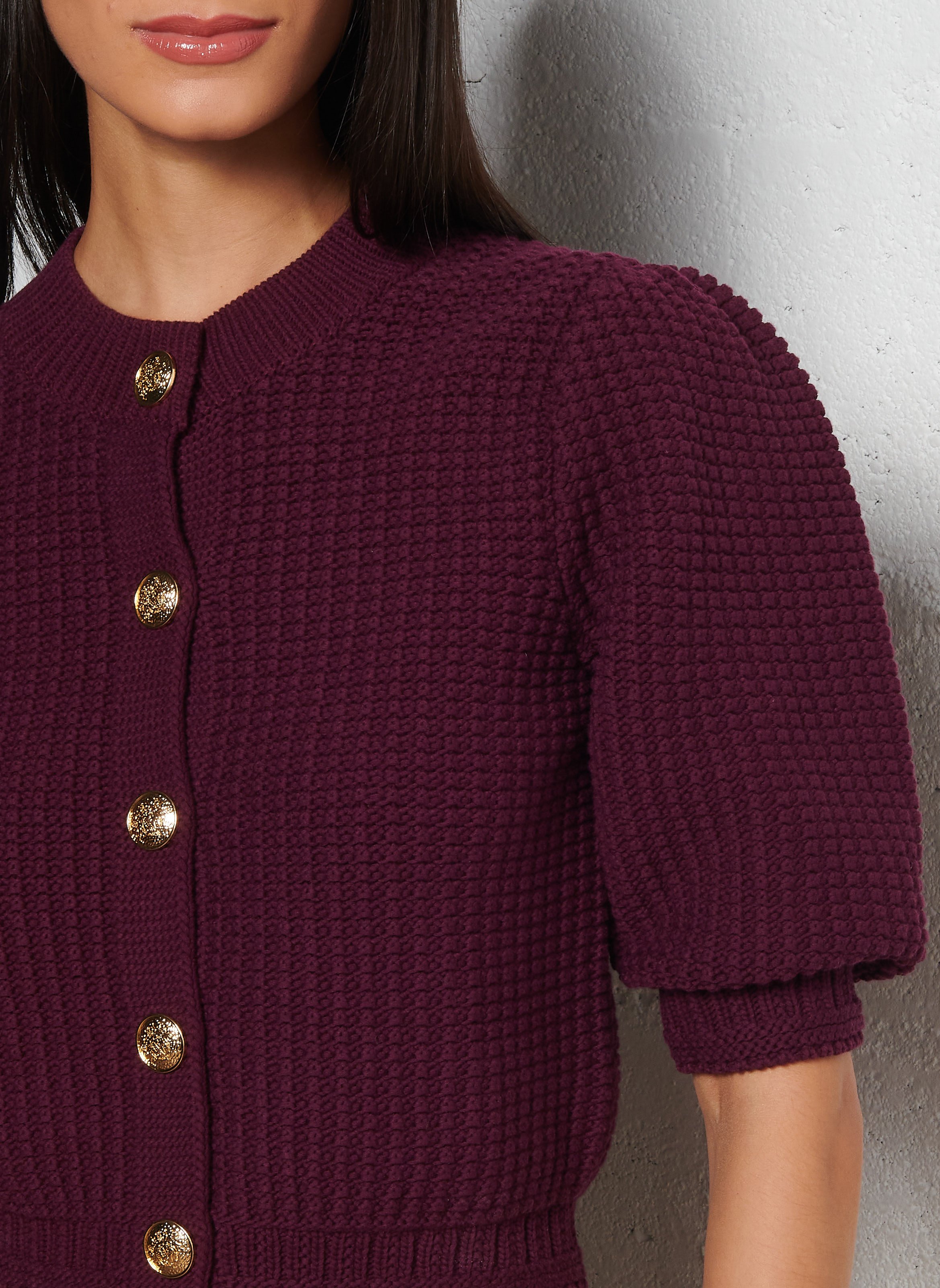 Gilet droit en coton mélangé BA&SH Prune