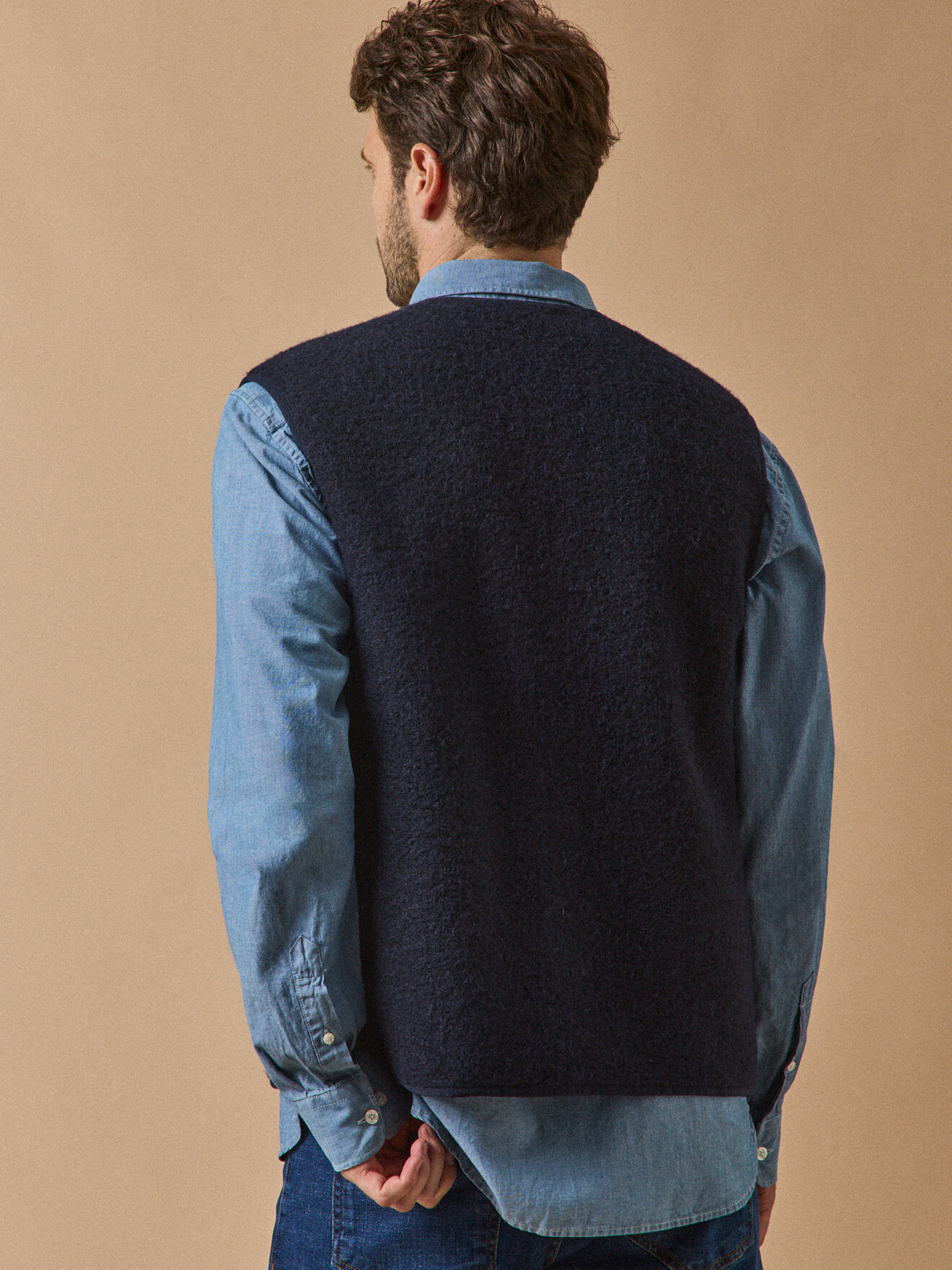 Sleeveless zip-up vest Blue