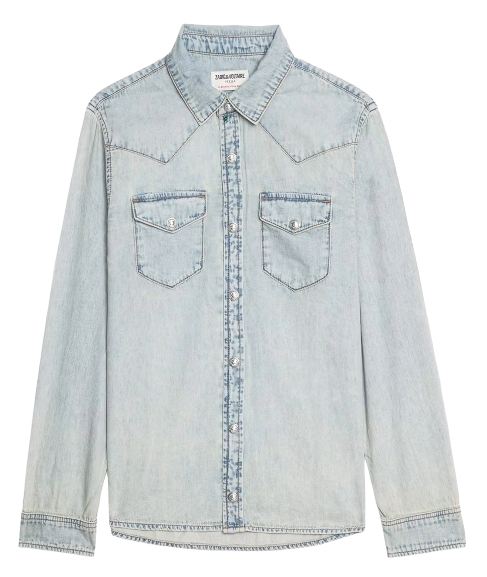 Chemise droite délavée à broderies ZADIG&VOLTAIRE Bleu