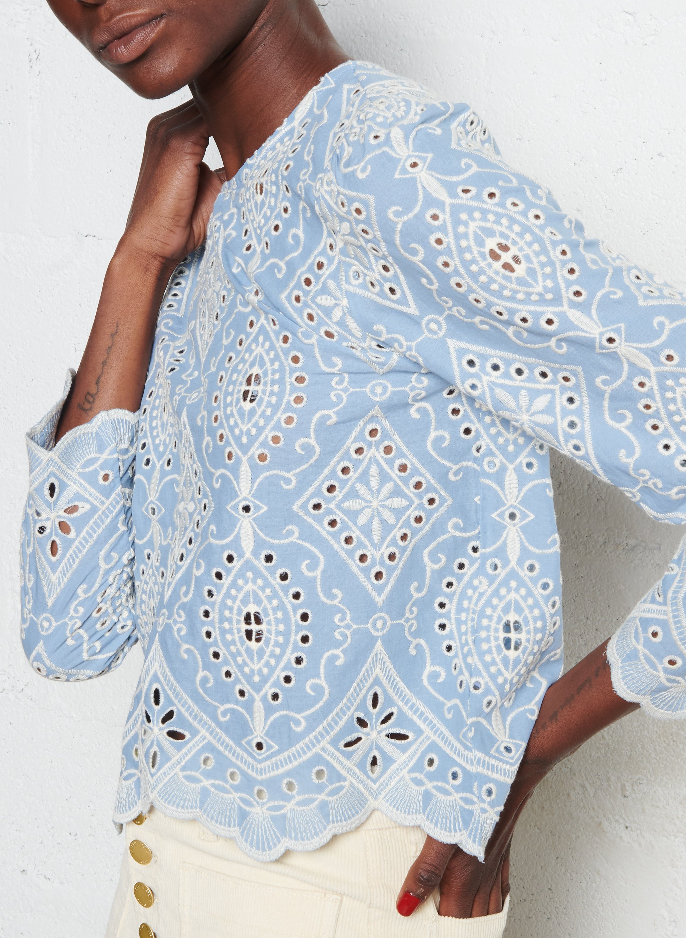 Blouse col rond en coton LA PETITE ETOILE Bleu