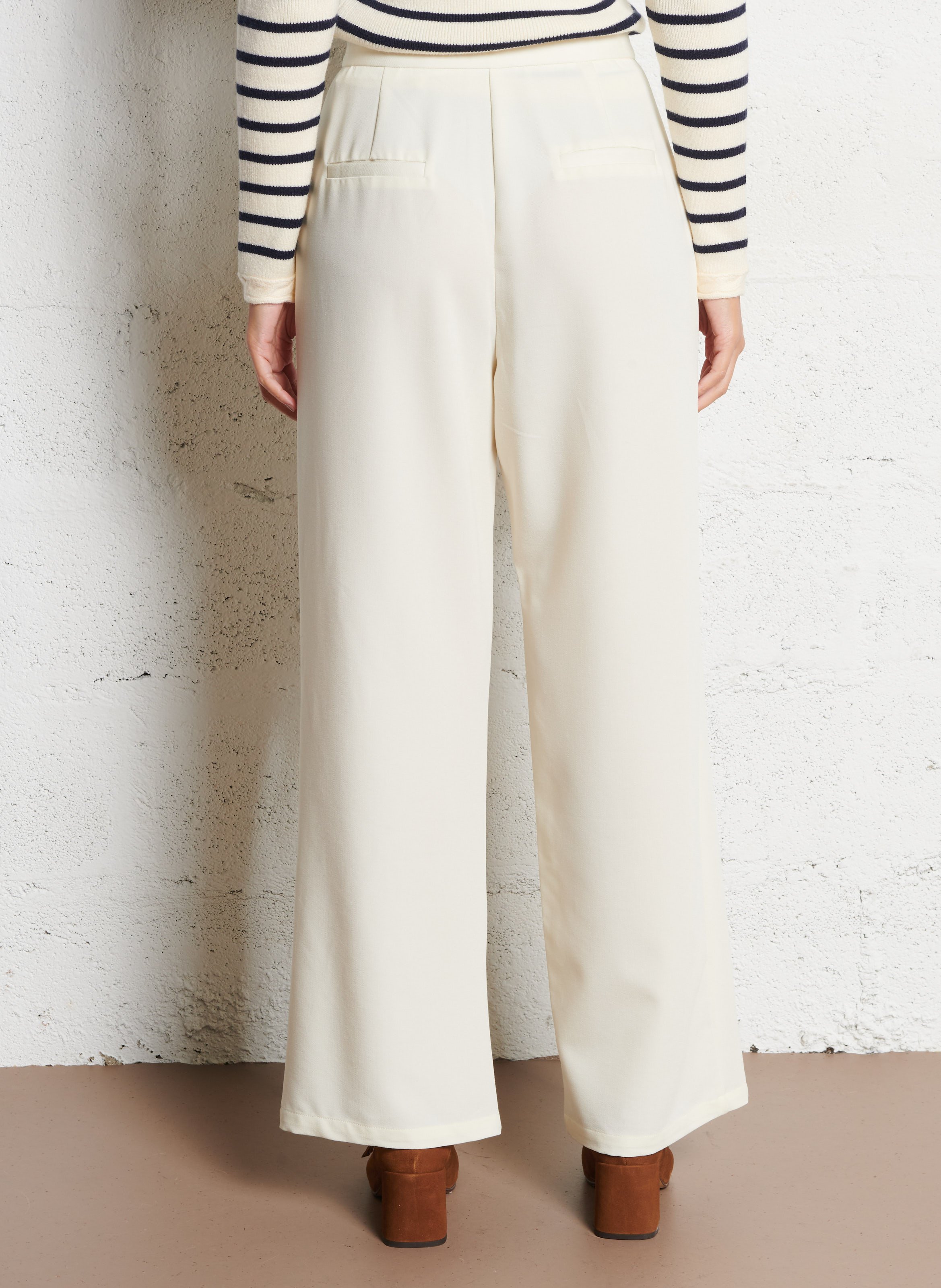 High-waisted wide-leg pleated pants LA PETITE ETOILE Beige