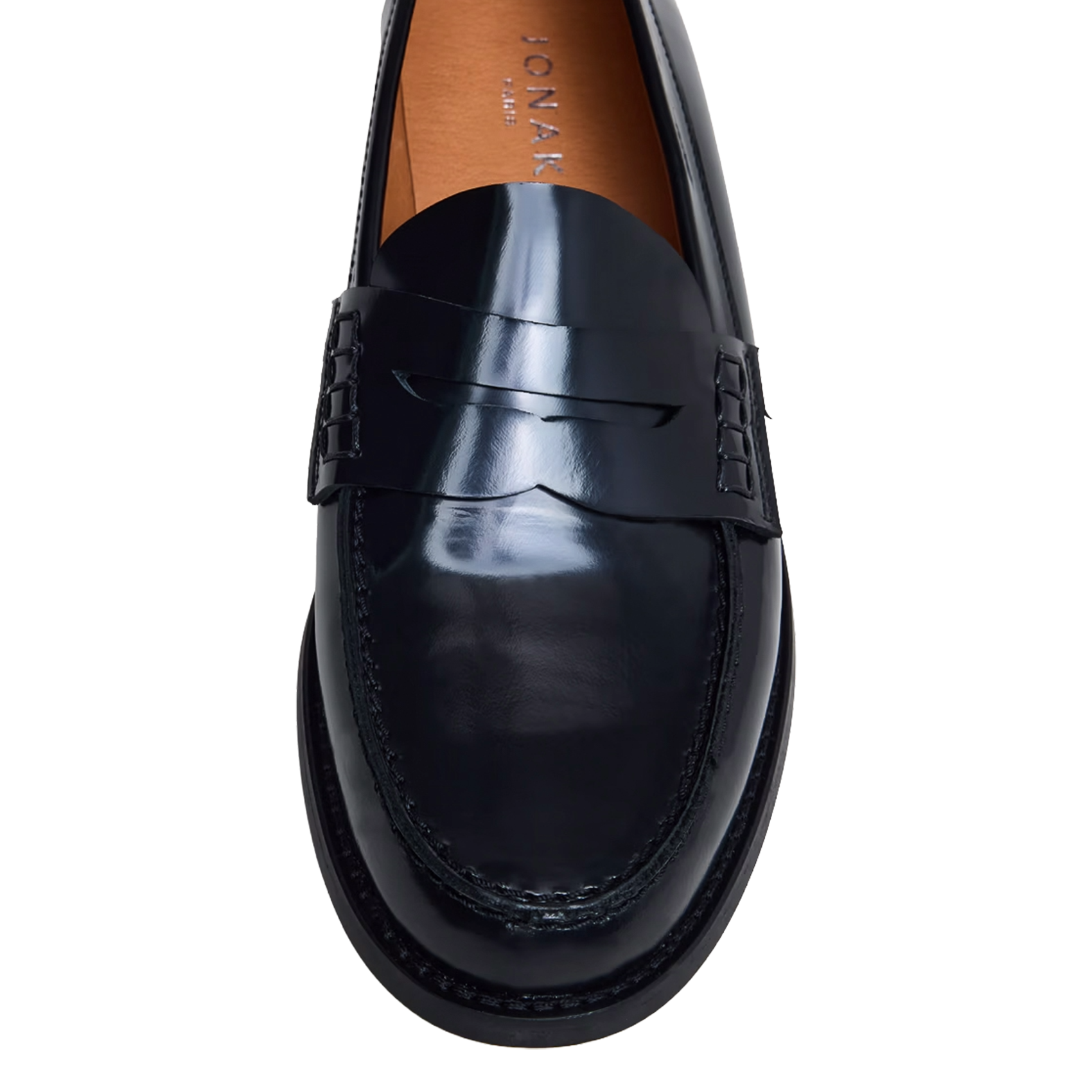 Glazed leather loafers JONAK Black