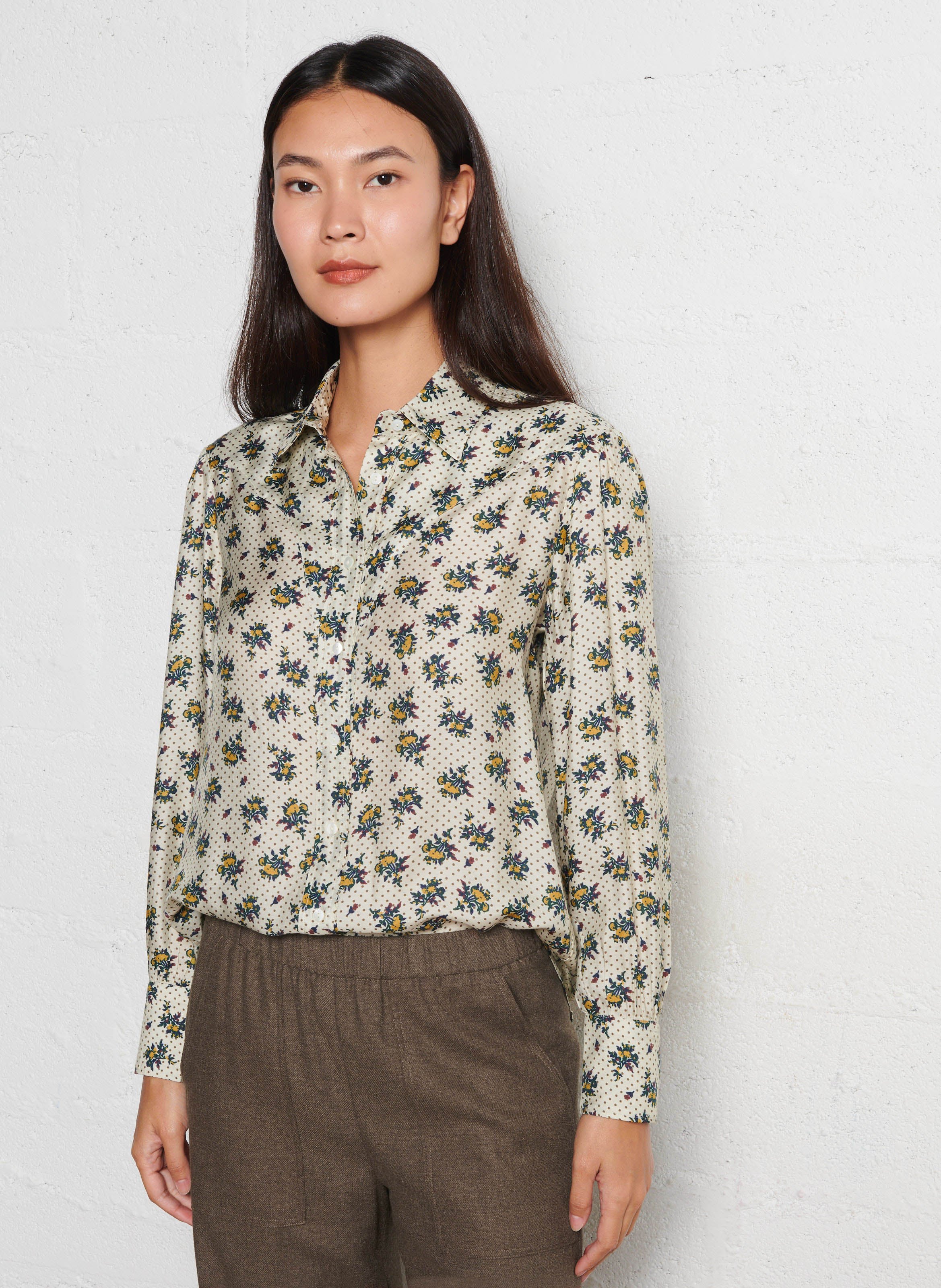 Chemise fluide droite imprimée DIEGA Bleu