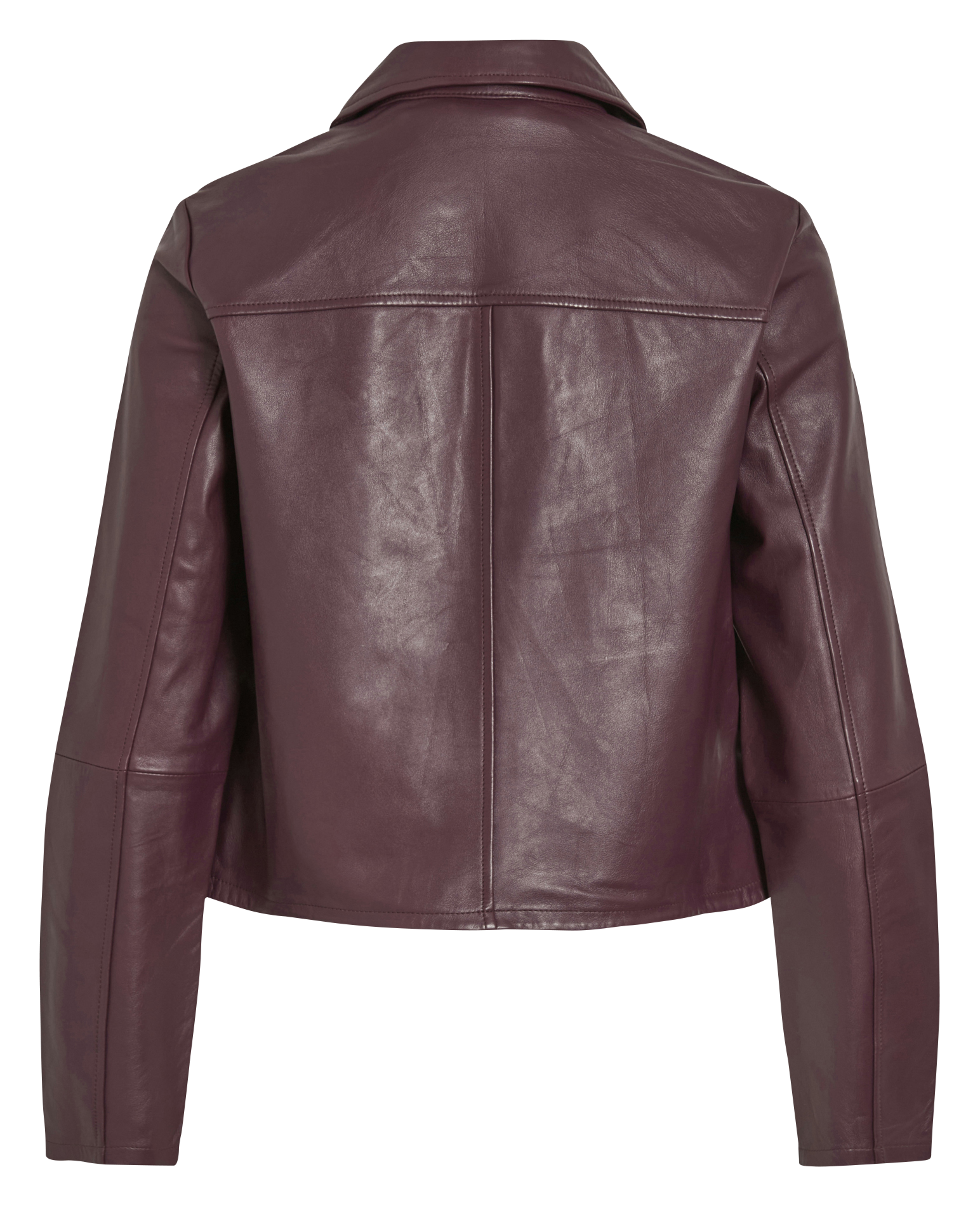 Veste droite col classique en cuir VILA Prune