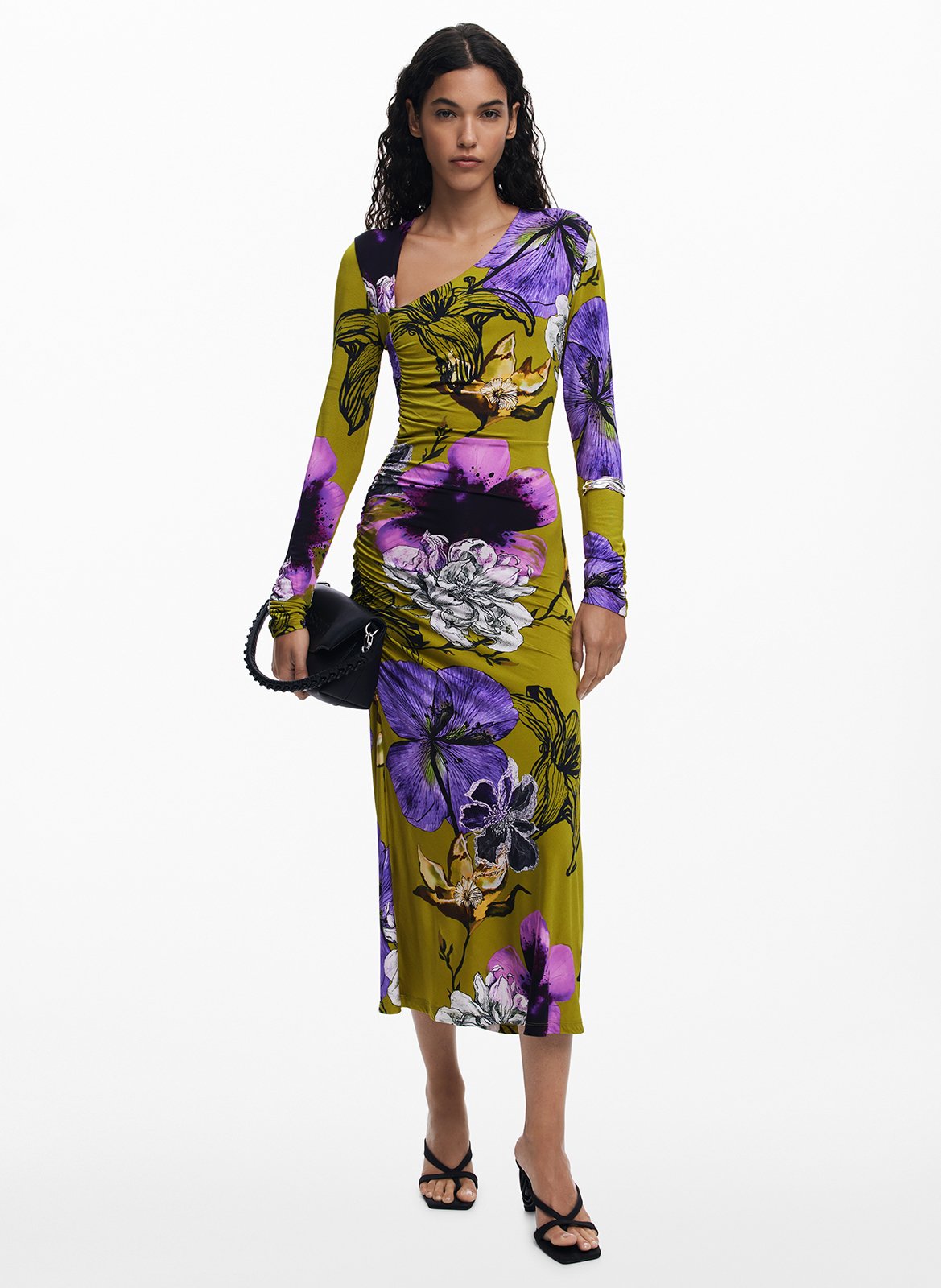 Robe longue col asymétrique DESIGUAL Vert