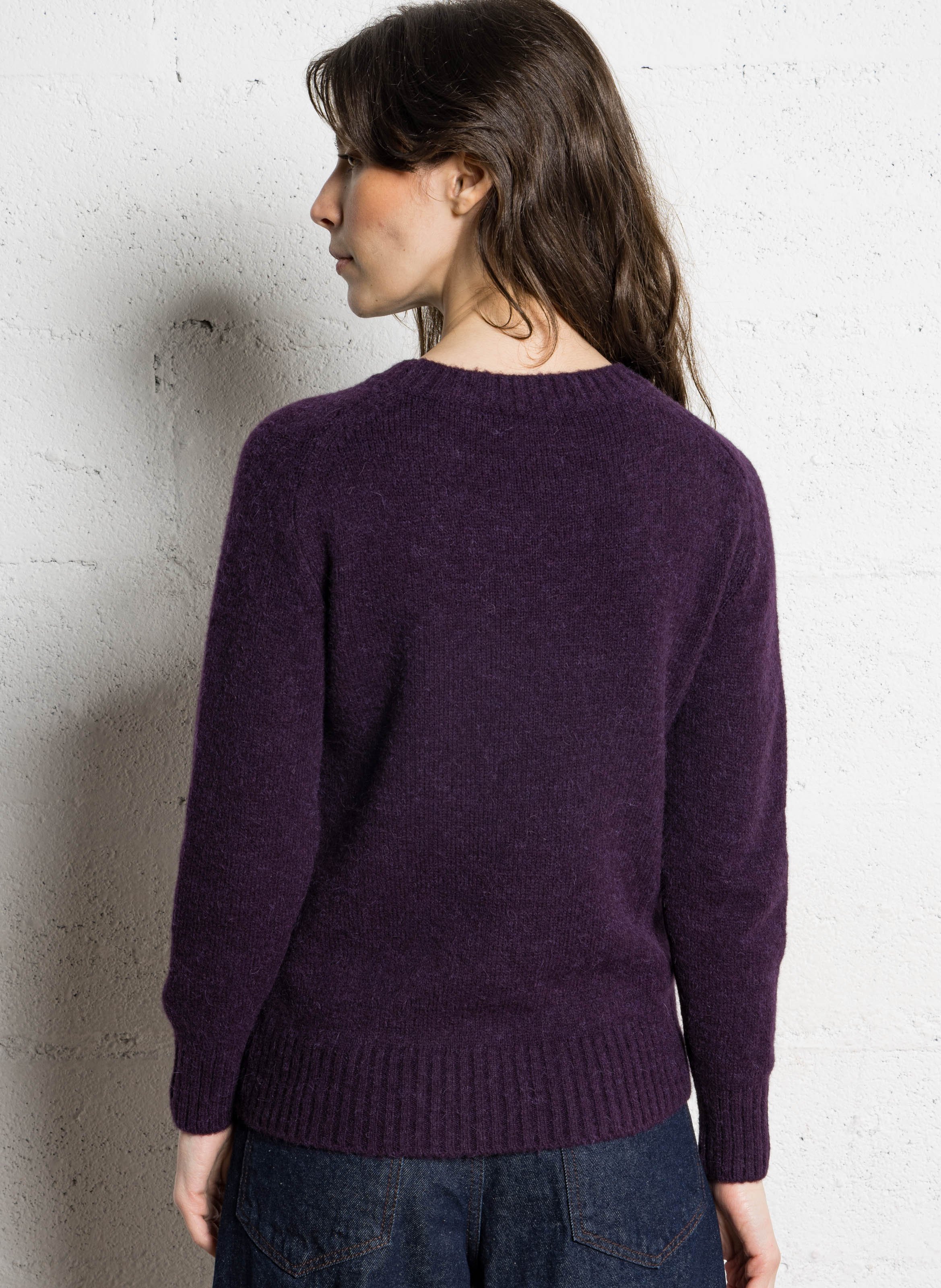 Pull col rond droit en maille tricotée SOEUR Violet
