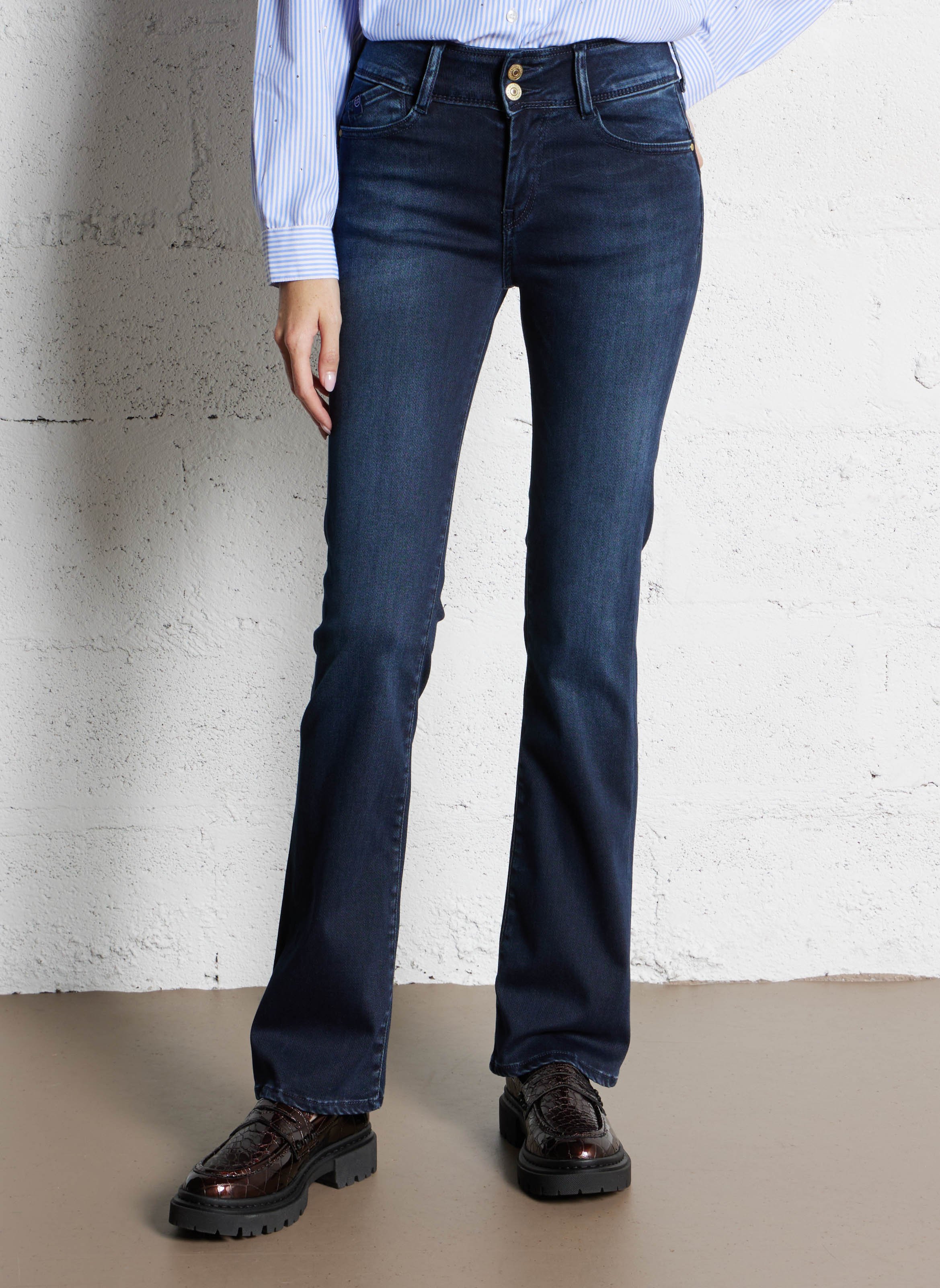 Jean flare push-up délavé LE TEMPS DES CERISES Bleu