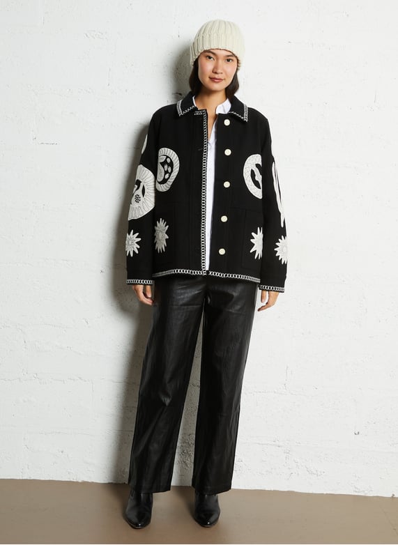 Pantalon droit effet cuir | Noir by THE KORNER Pantalon droit effet cuir Noir