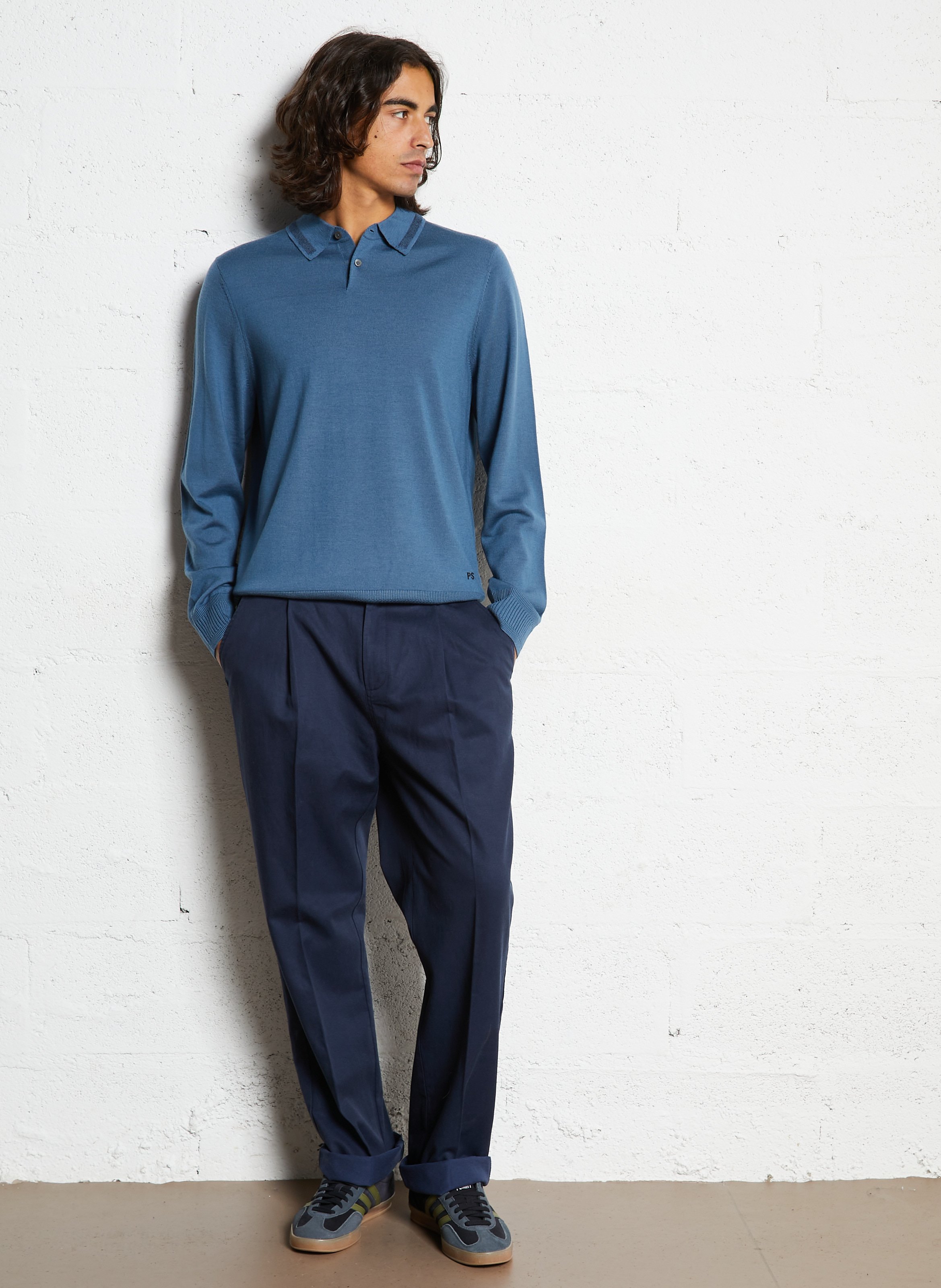 Straight-leg wool polo shirt PAUL SMITH Blue