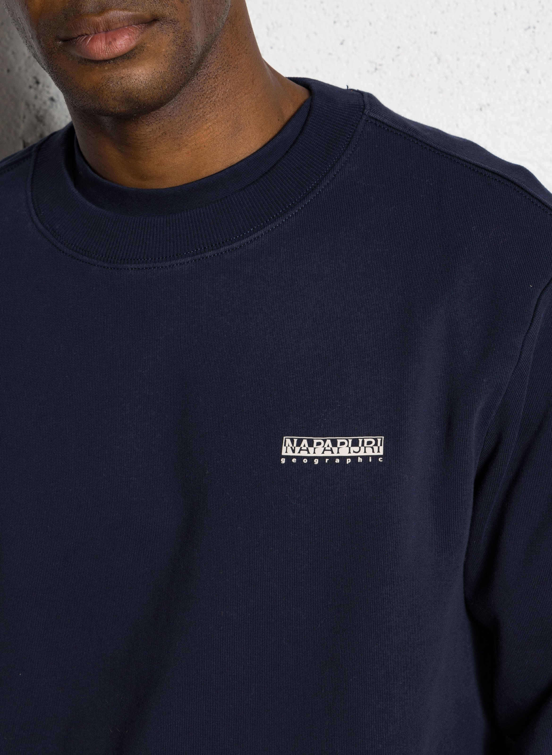 Sweat droit col rond en coton NAPAPIJRI Bleu