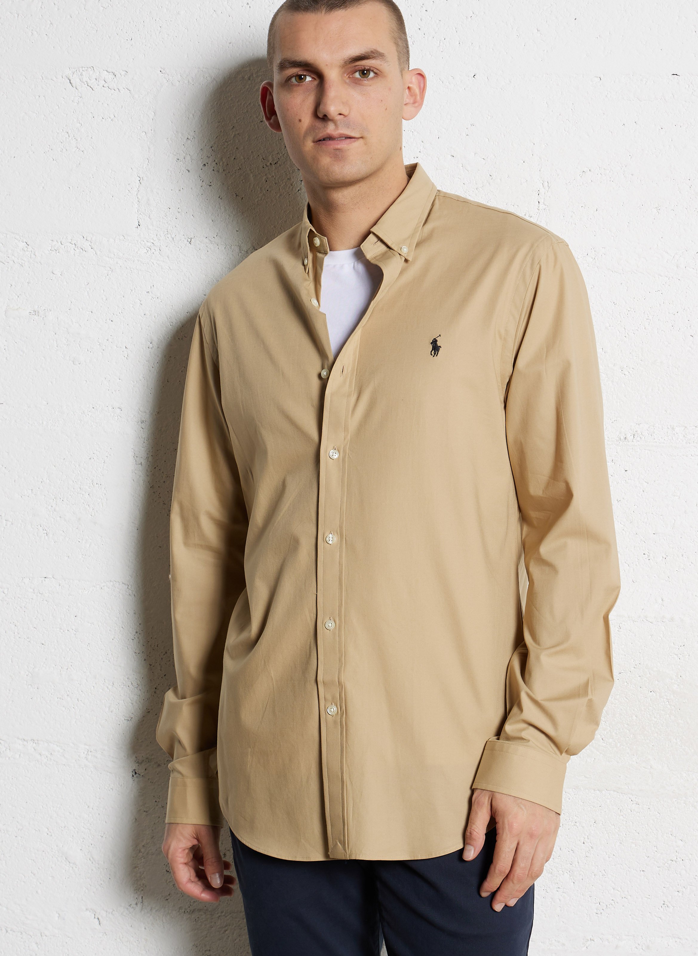 Chemise droite col américain en coton mélangé POLO RALPH LAUREN