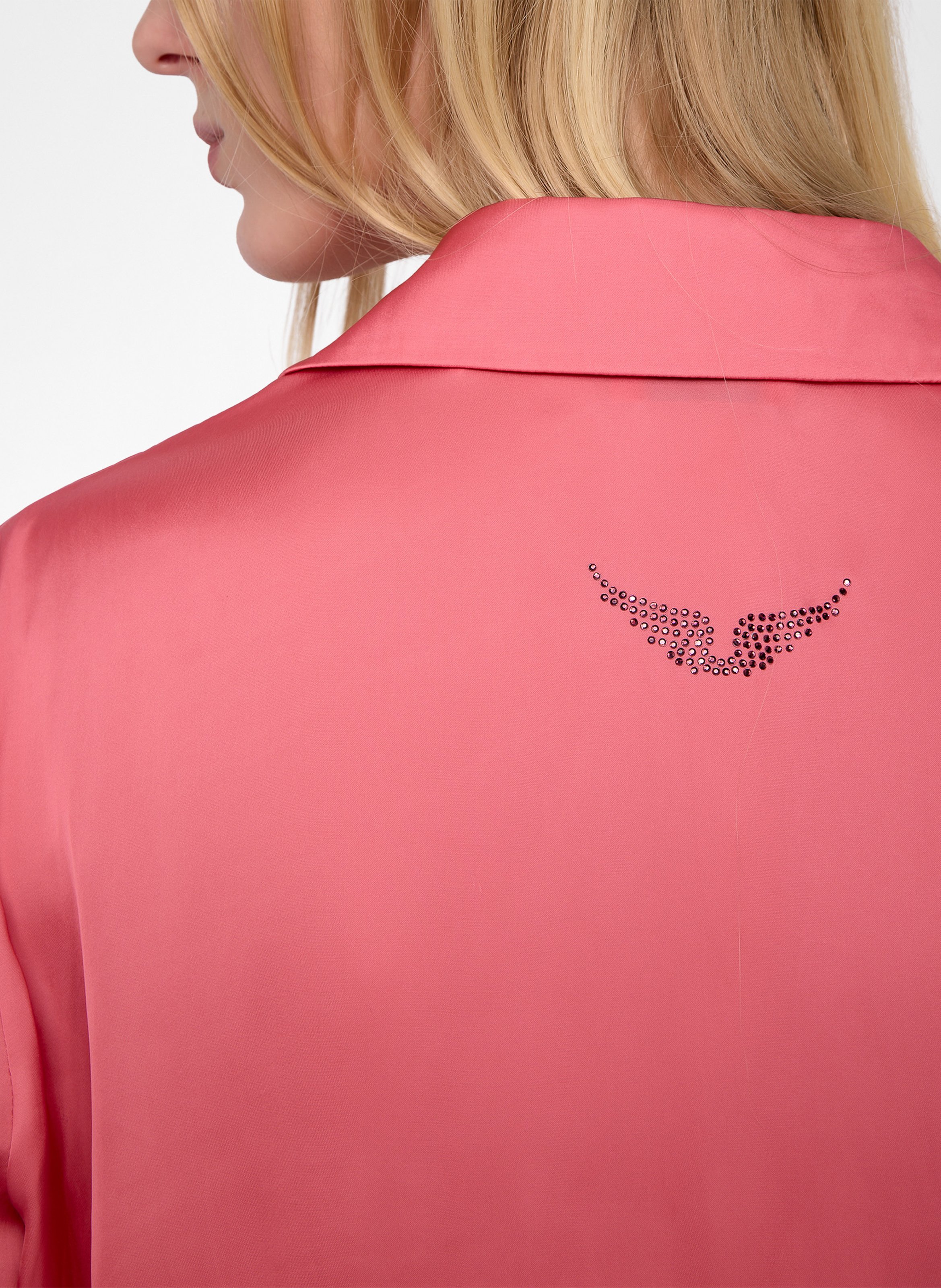 Chemise droite satinée Rose