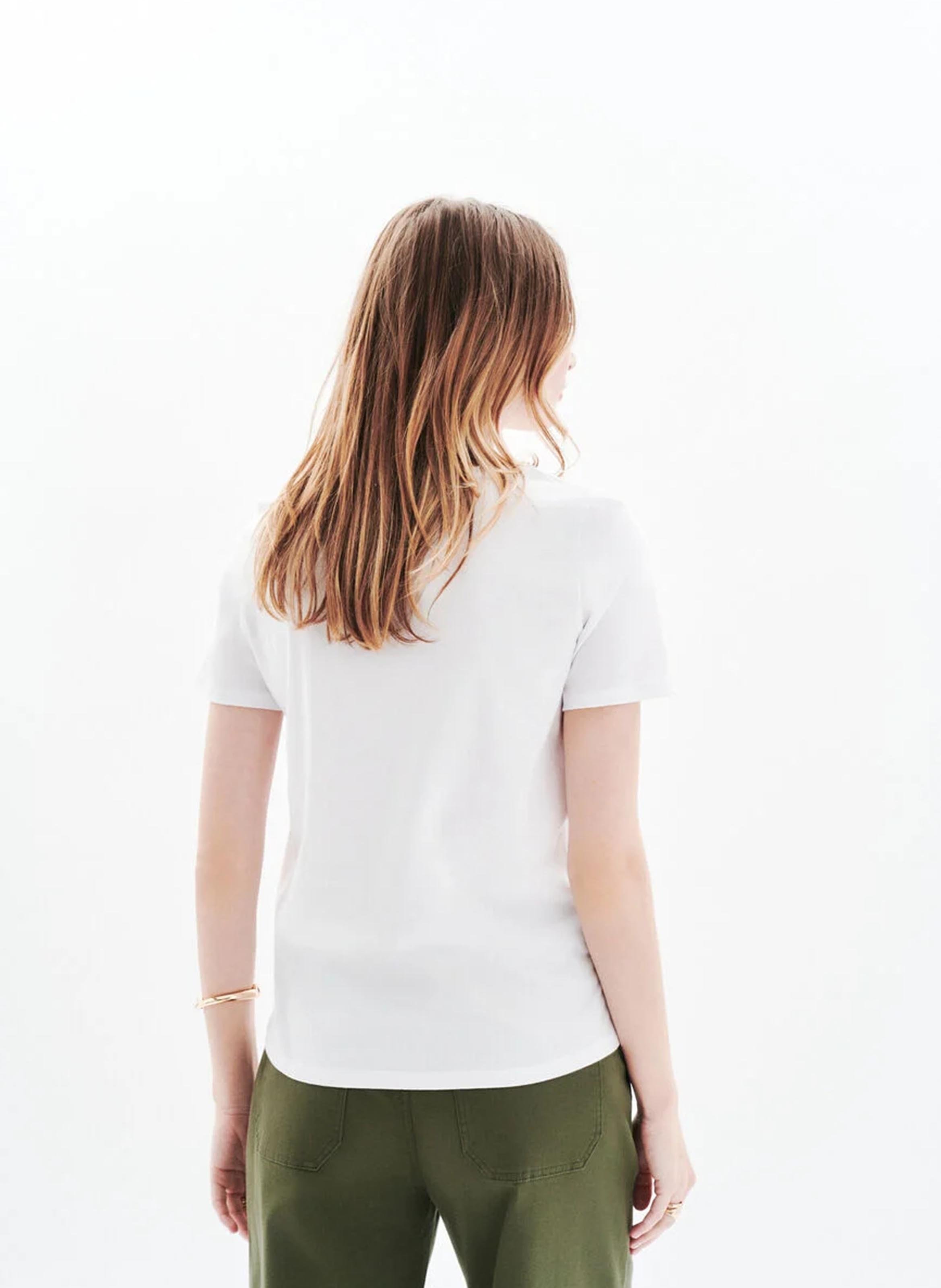Straight cotton round-neck T-shirt CAROLL White