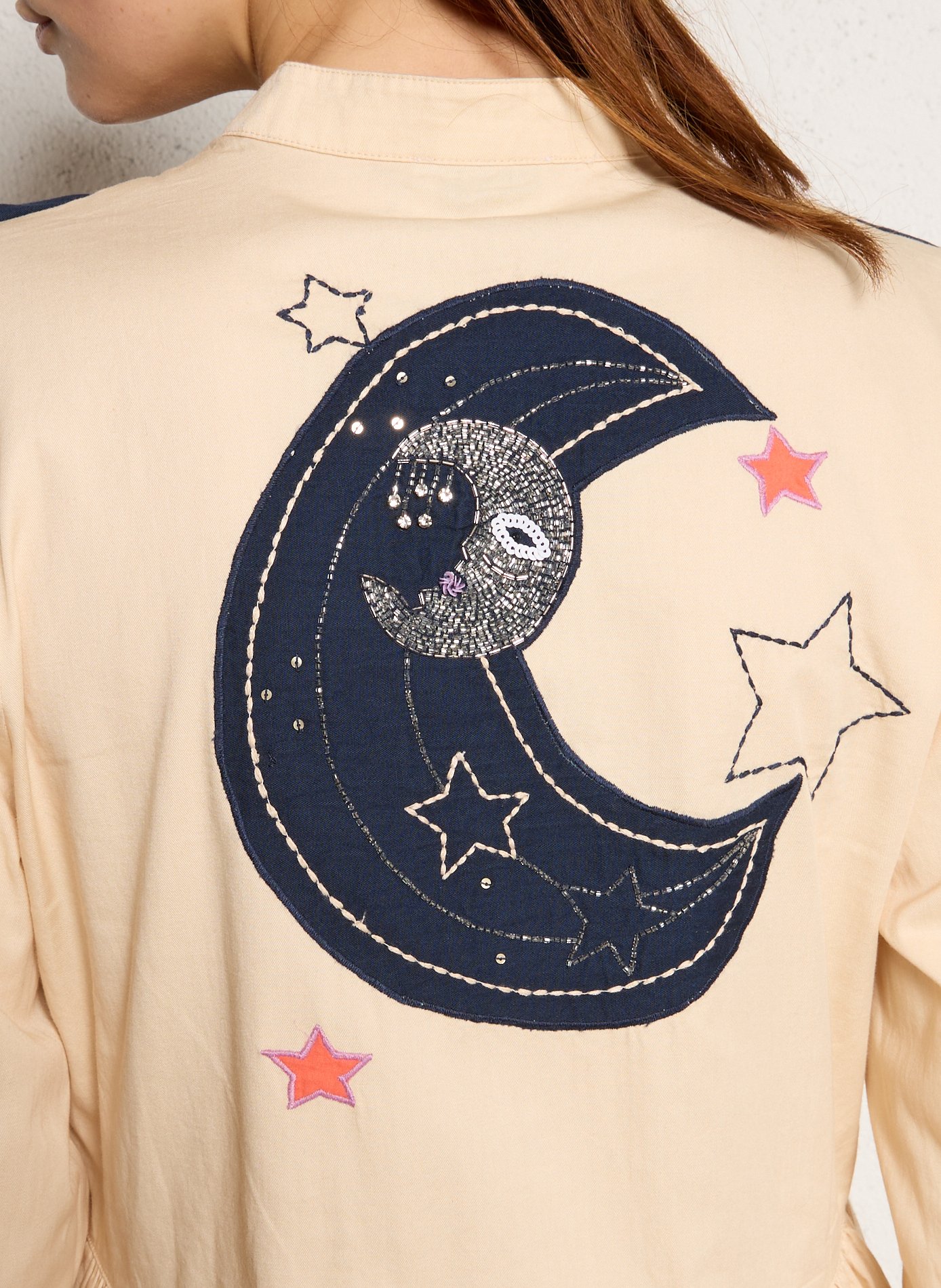 Robe longue col tunisien en coton bio STELLA NOVA Beige