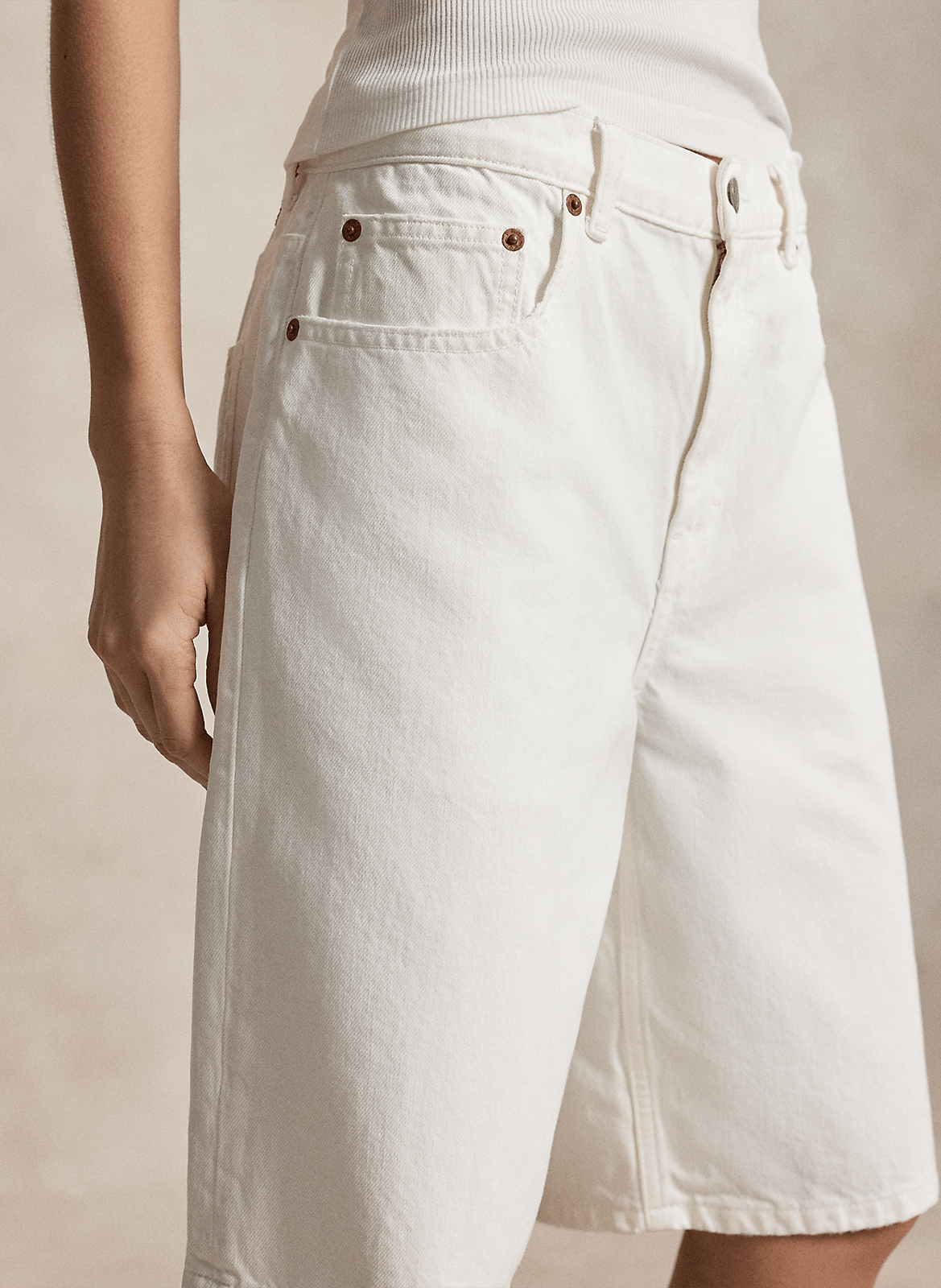 Große einfarbige Baumwoll-Bermudas POLO RALPH LAUREN Weiss