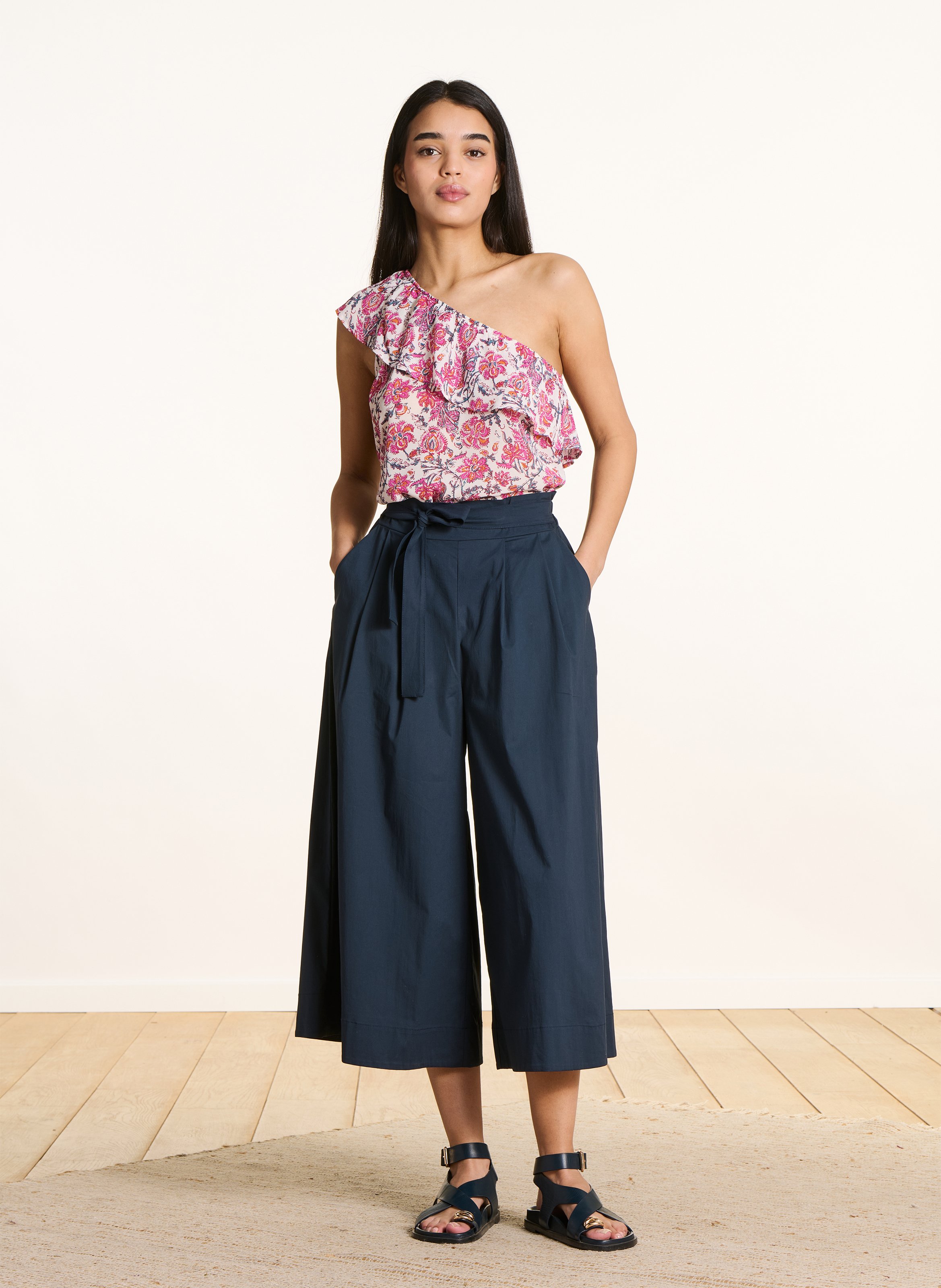 Top one shouler à imprimé floral LA FEE MARABOUTEE Rose