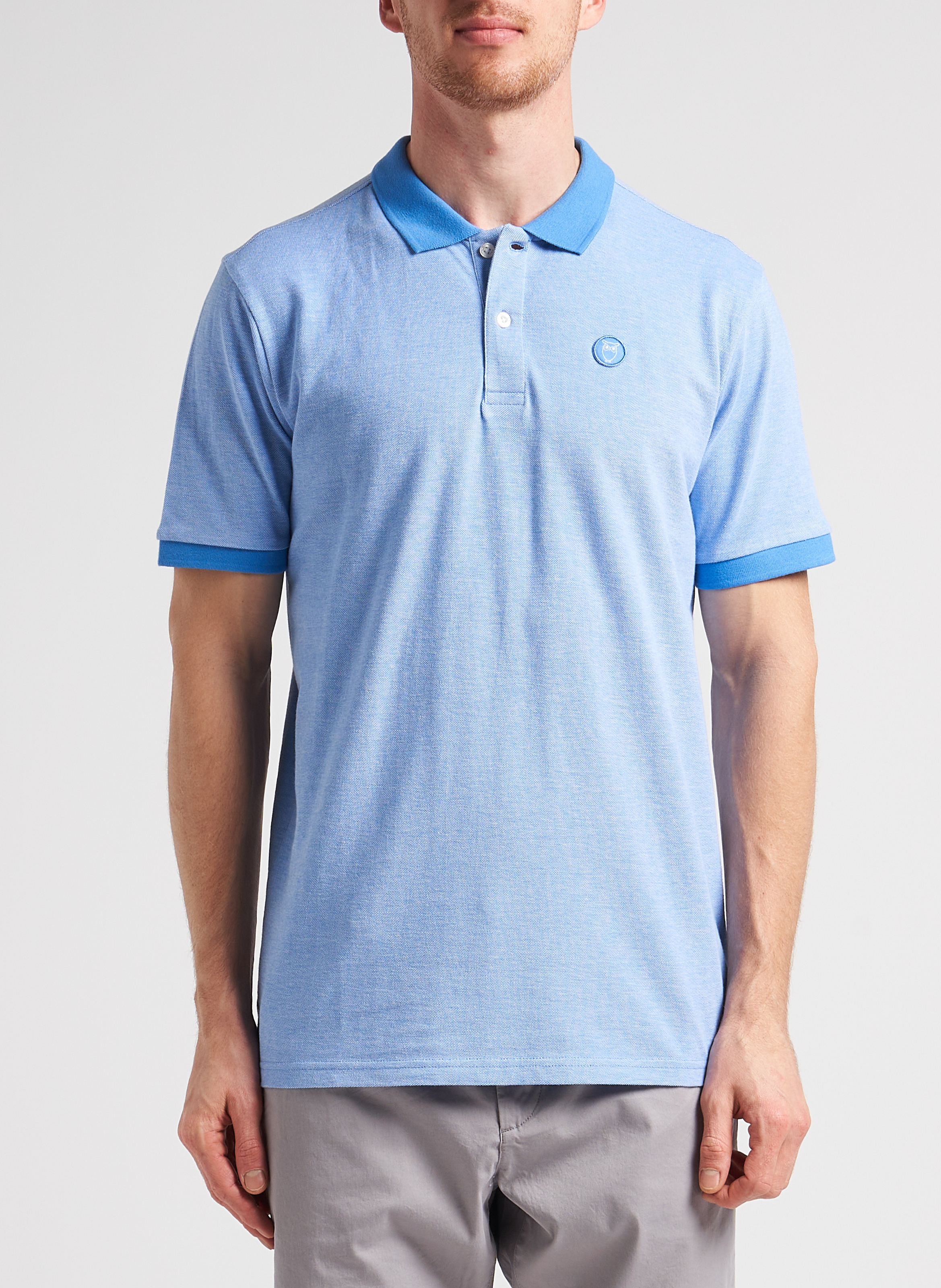Polo en coton organique piqué KNOWLEDGE COTTON APPAREL Bleu