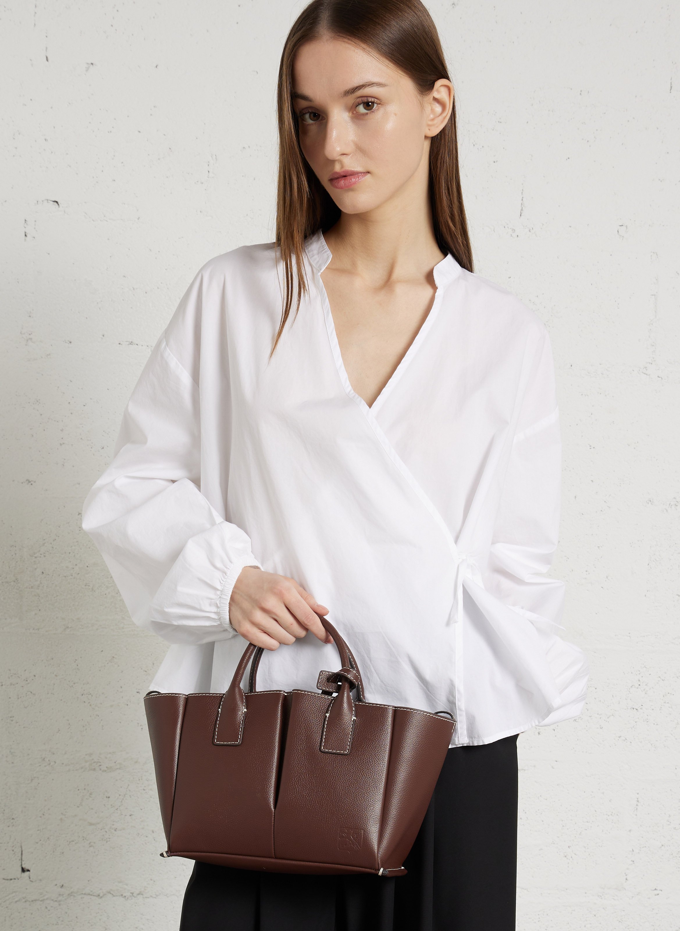 Sac porté main en cuir LE TANNEUR Marron