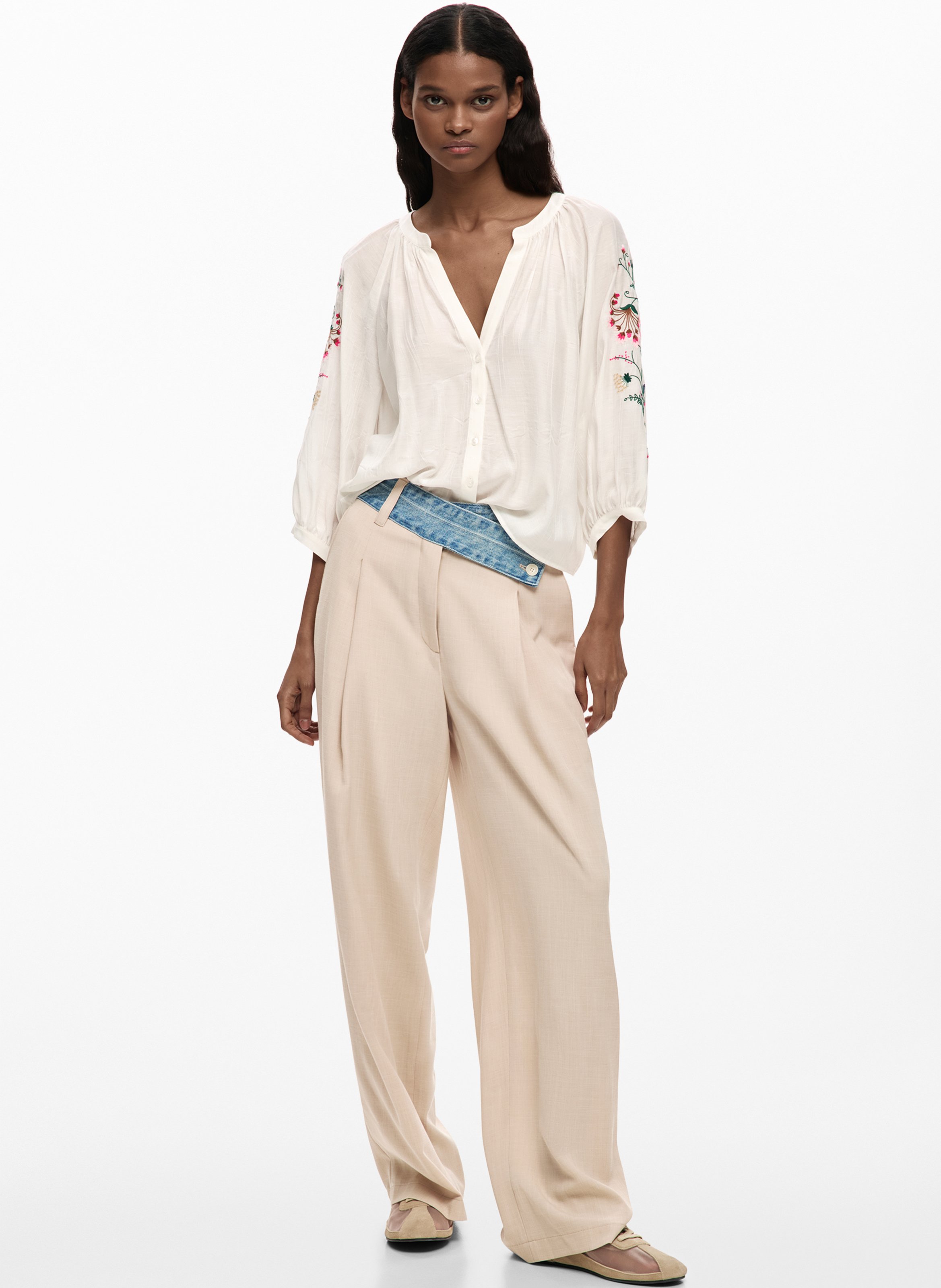 Bluse mit Henley-Ausschnitt DESIGUAL Weiss