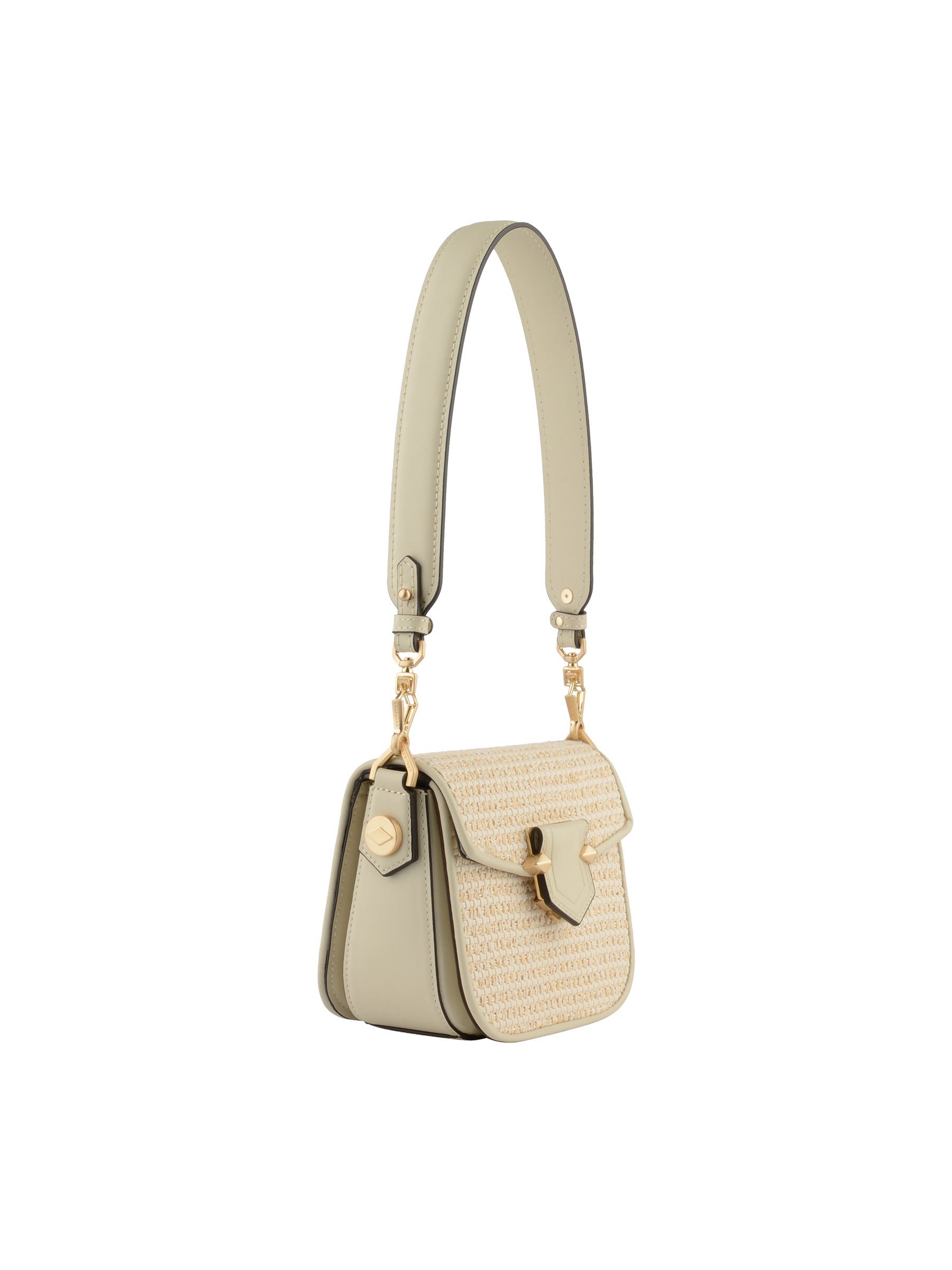 Calfskin leather shoulder bag POURCHET Beige