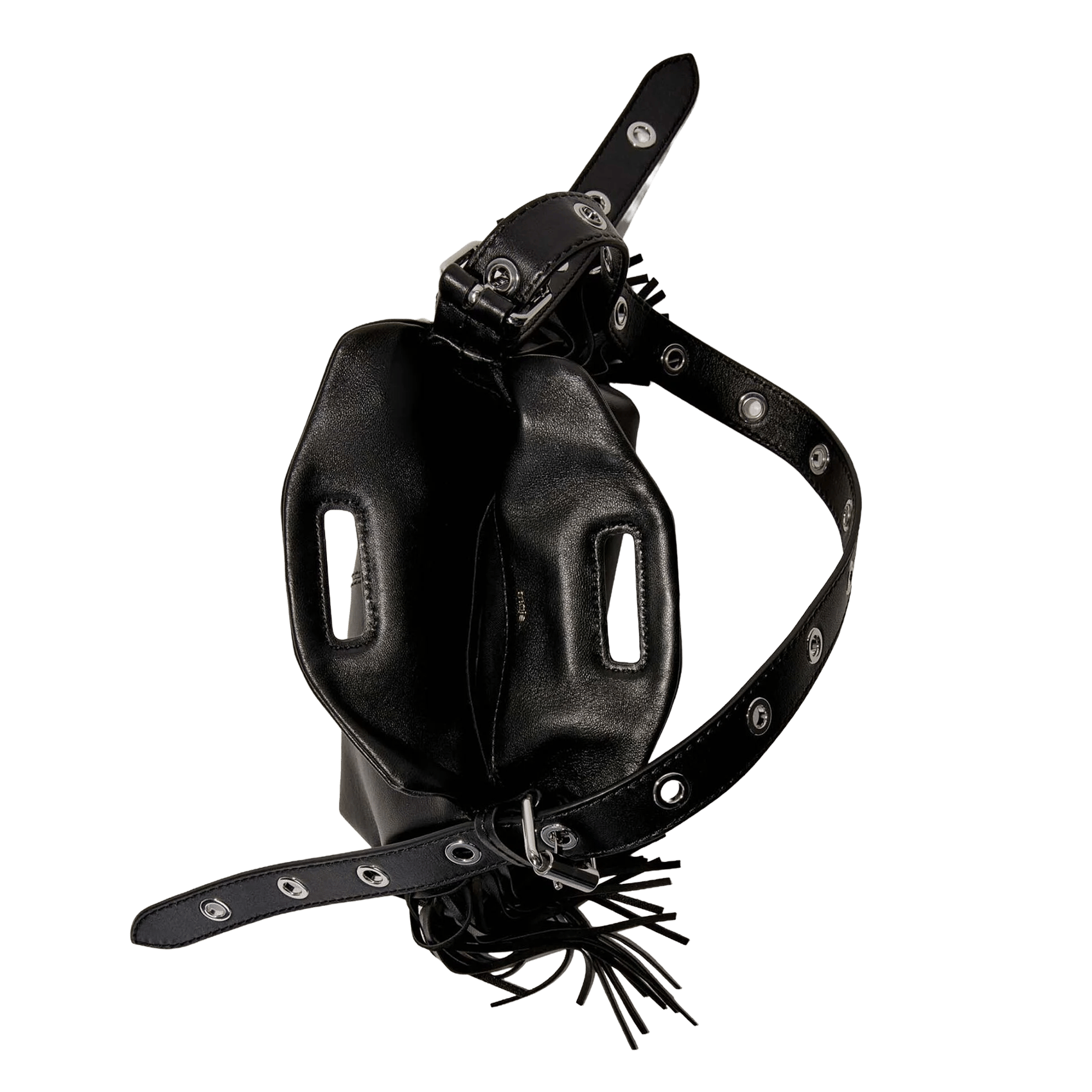 Sac bandoulière à franges en cuir MAJE Noir